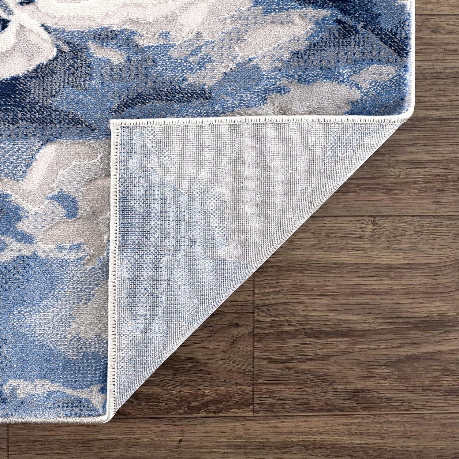 Blue and Gray Marble Design 6' x 9' Synthetic Area Rug