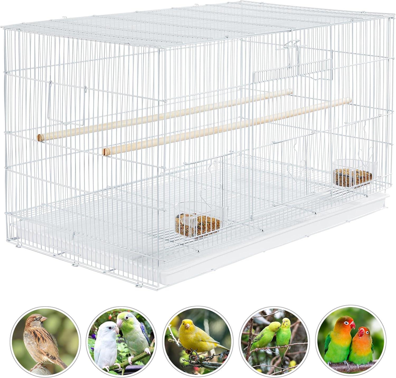 Yaheetech 30.5inch Flight Parakeet Bird Cage with Slide-Out Tray, White