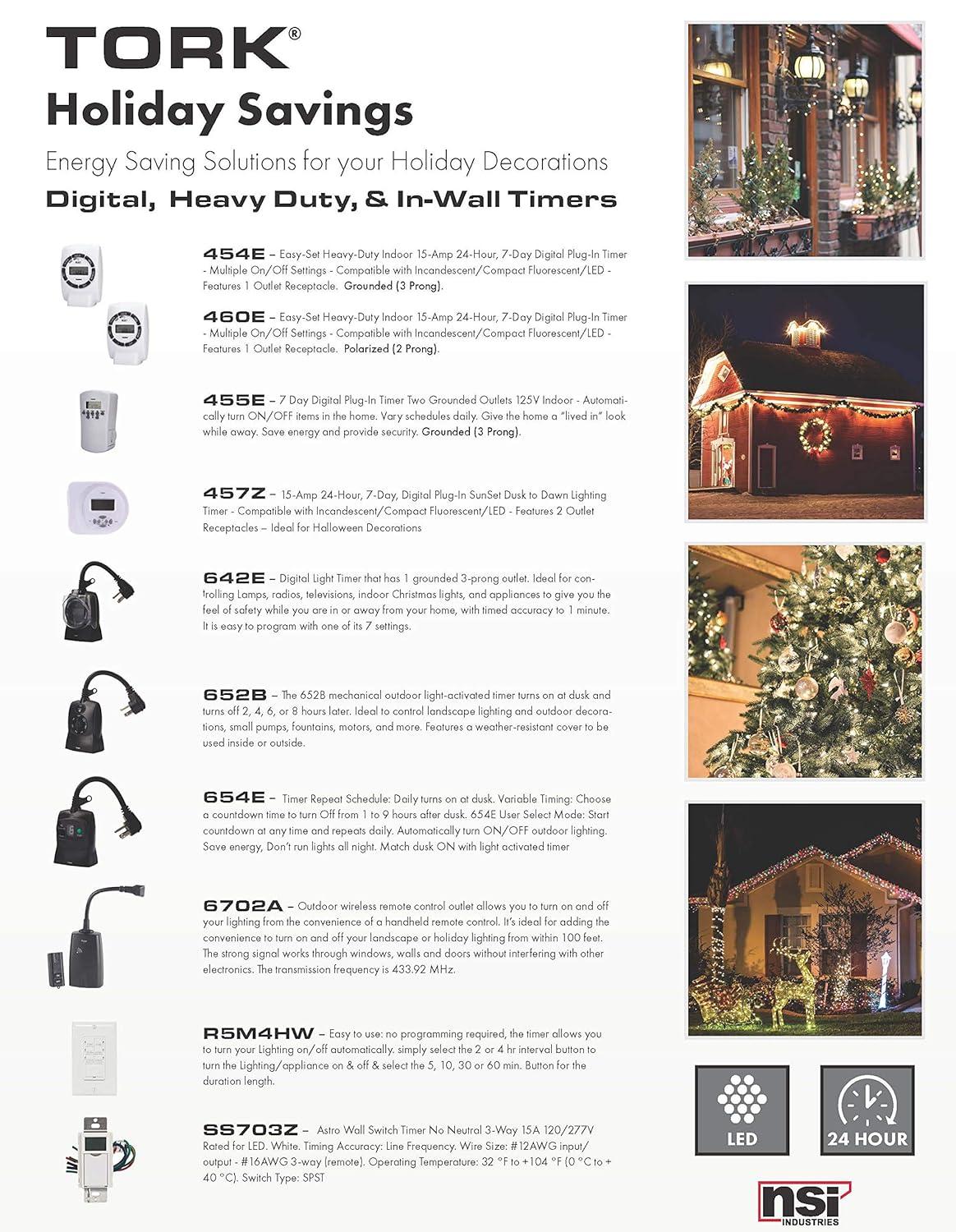 NSI Industries 654E Digital Timer With 2 Grounded Outlets-Outdoor