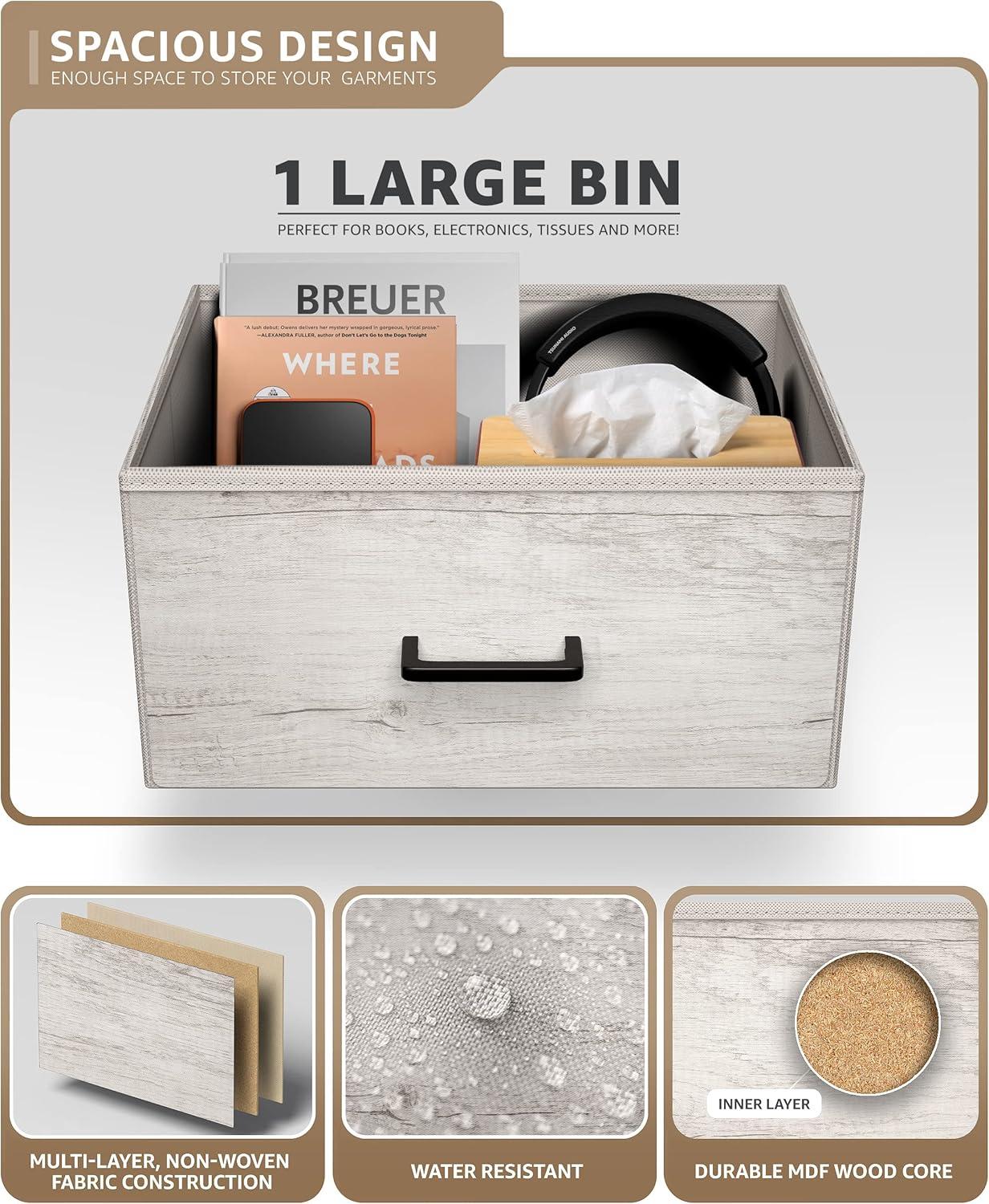 Sorbus Sorbus 1 Drawer and Shelves Nightstand with Steel Frame, Wood Top & Fabric Bins