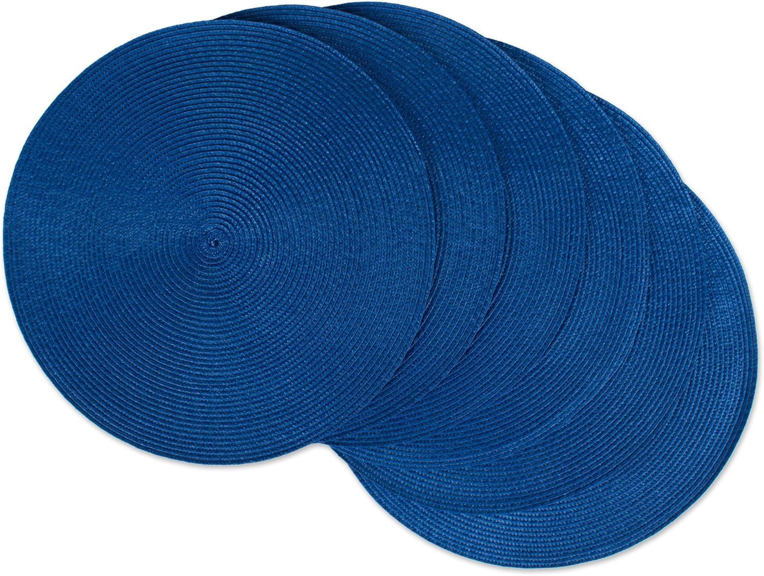 DII Nautical Blue Round Polypropylene Woven Placemat (Set of 6)