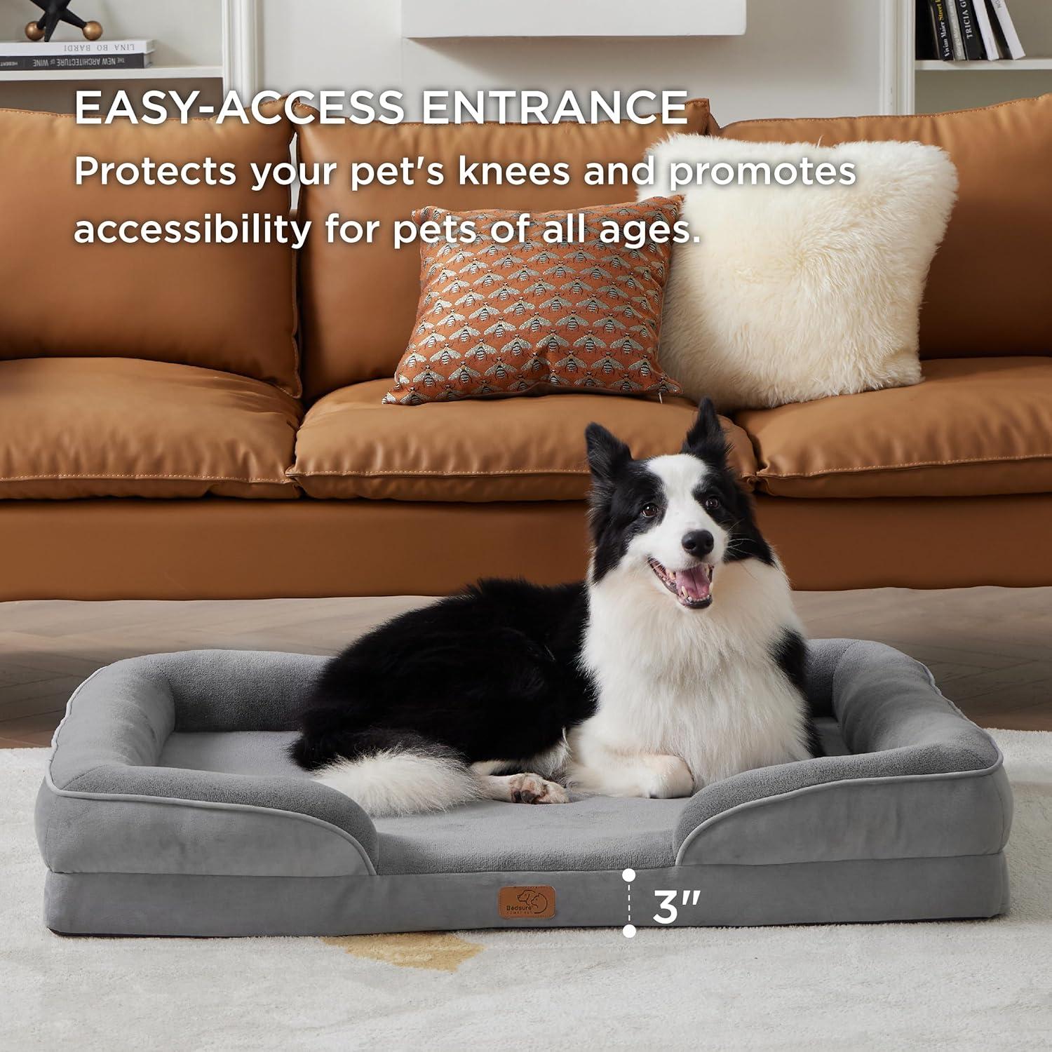 Large Gray Orthopedic Waterproof Dog Sofa Bed