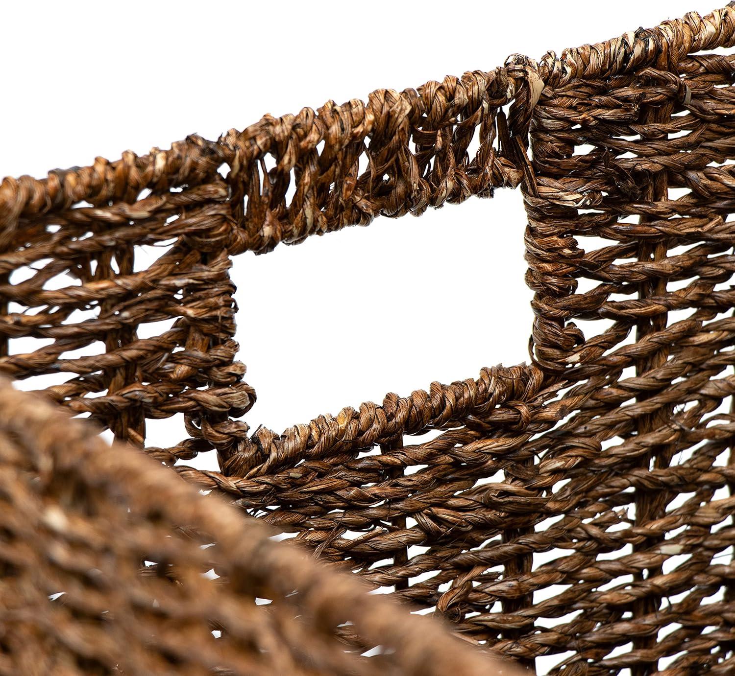 Highland Dunes 12" Foldable Woven Paper Rope Storage Basket with Iron Wire Frame (Set of 4)