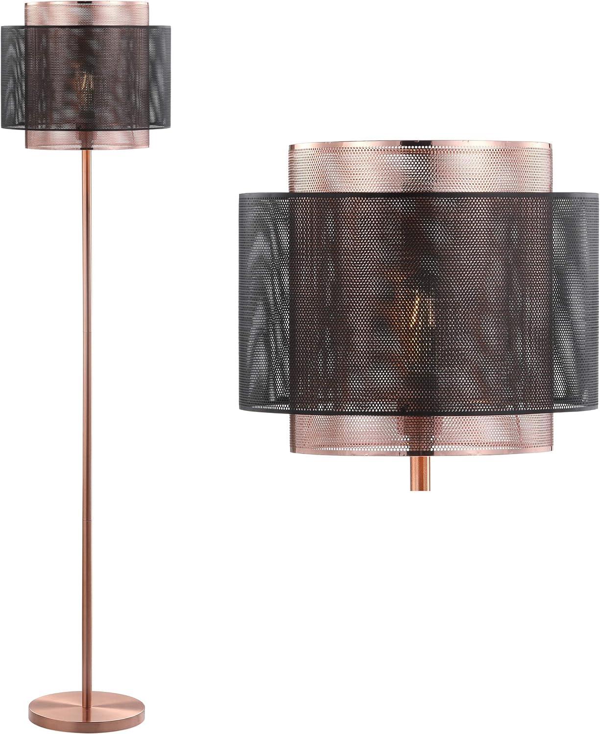 Tribeca Dual-Finish 60.5" Copper & Black Mesh LED Floor Lamp