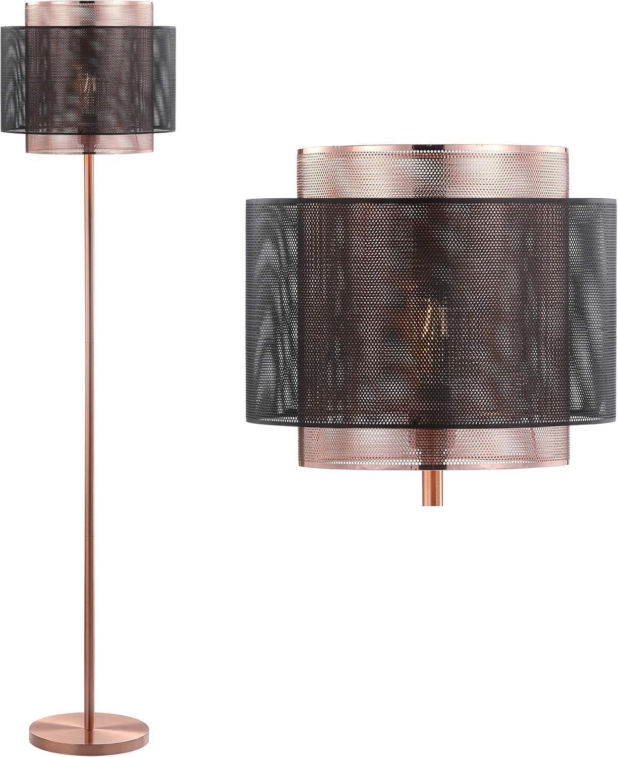 Tribeca Dual-Finish 60.5" Copper & Black Mesh LED Floor Lamp