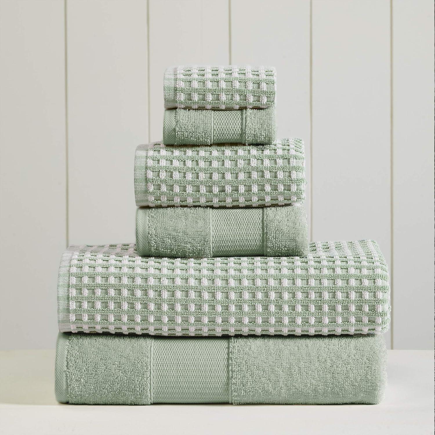 Modern Threads 6 Piece Yarn Dyed Jacquard Towel Set, Cobblestone.