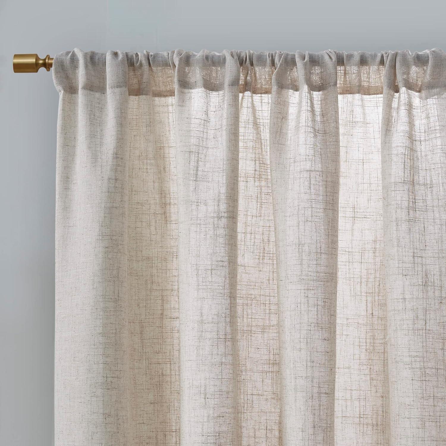 Madison Park Kyler Natural Linen Blend Light Filtering Curtain Panel Pair 52x84" (Set of 2)