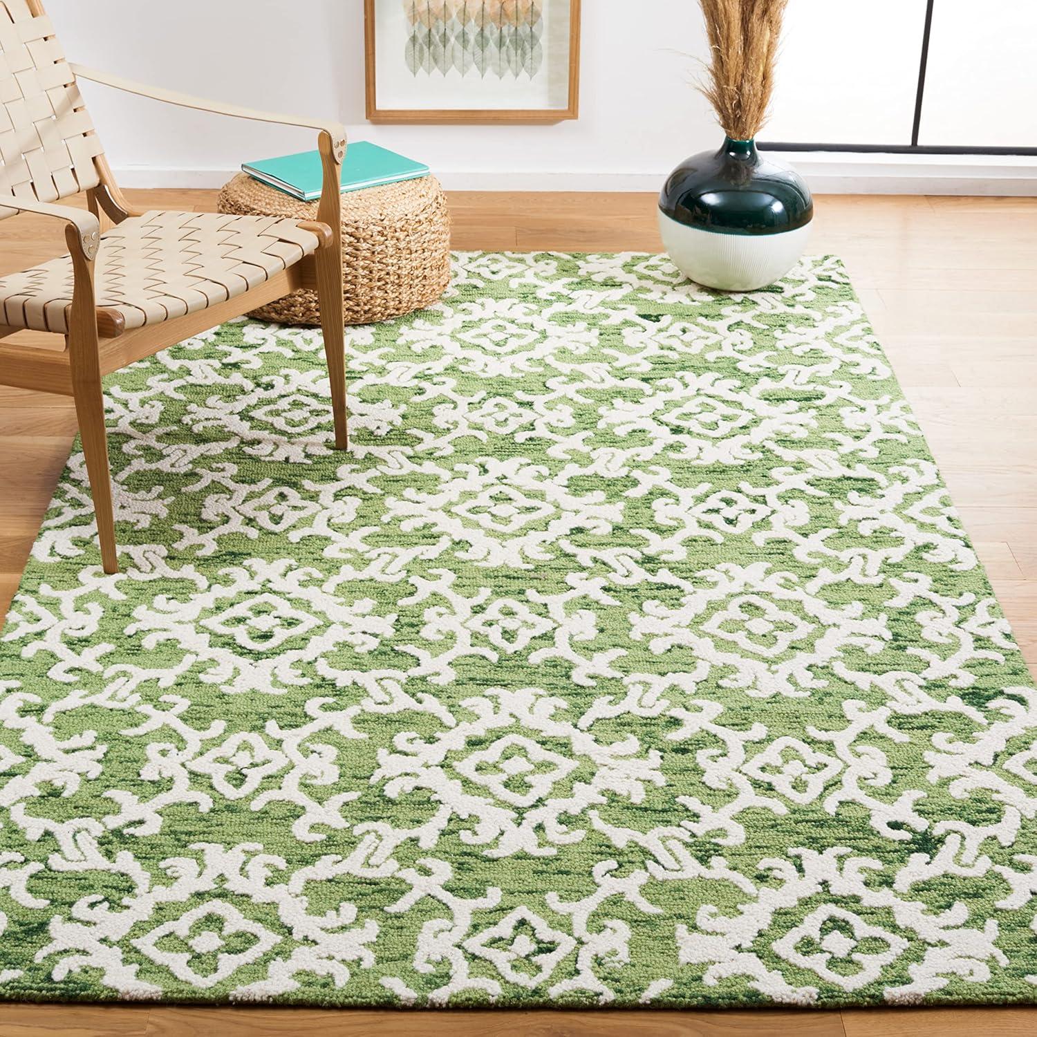 Blossom BLM104 Hand Tufted Area Rug - Green/Ivory - 3'x5' - Safavieh.