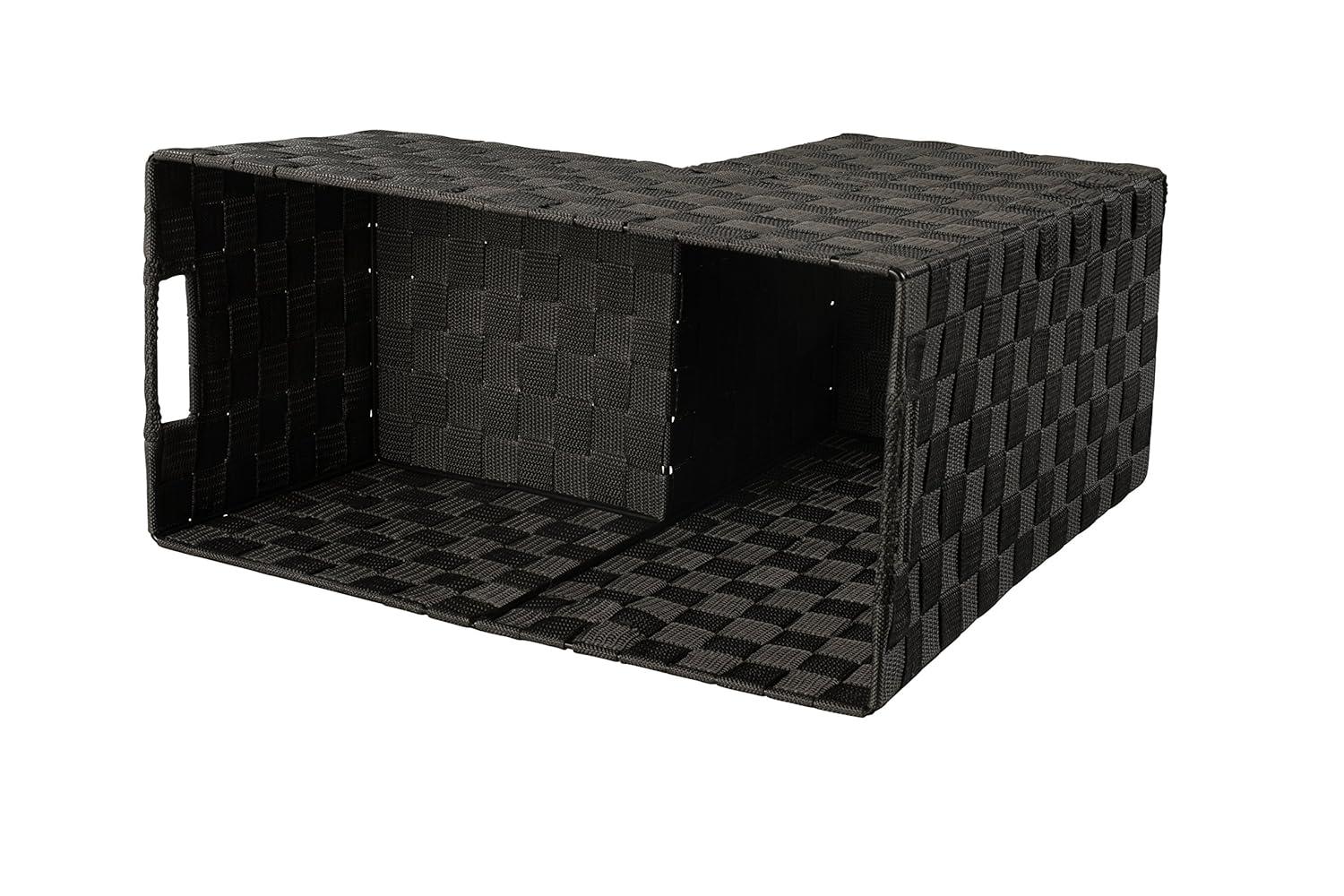 Stair Basket with Handles for carpet and wooden stairs Nylon-Woven (Dark Grey)