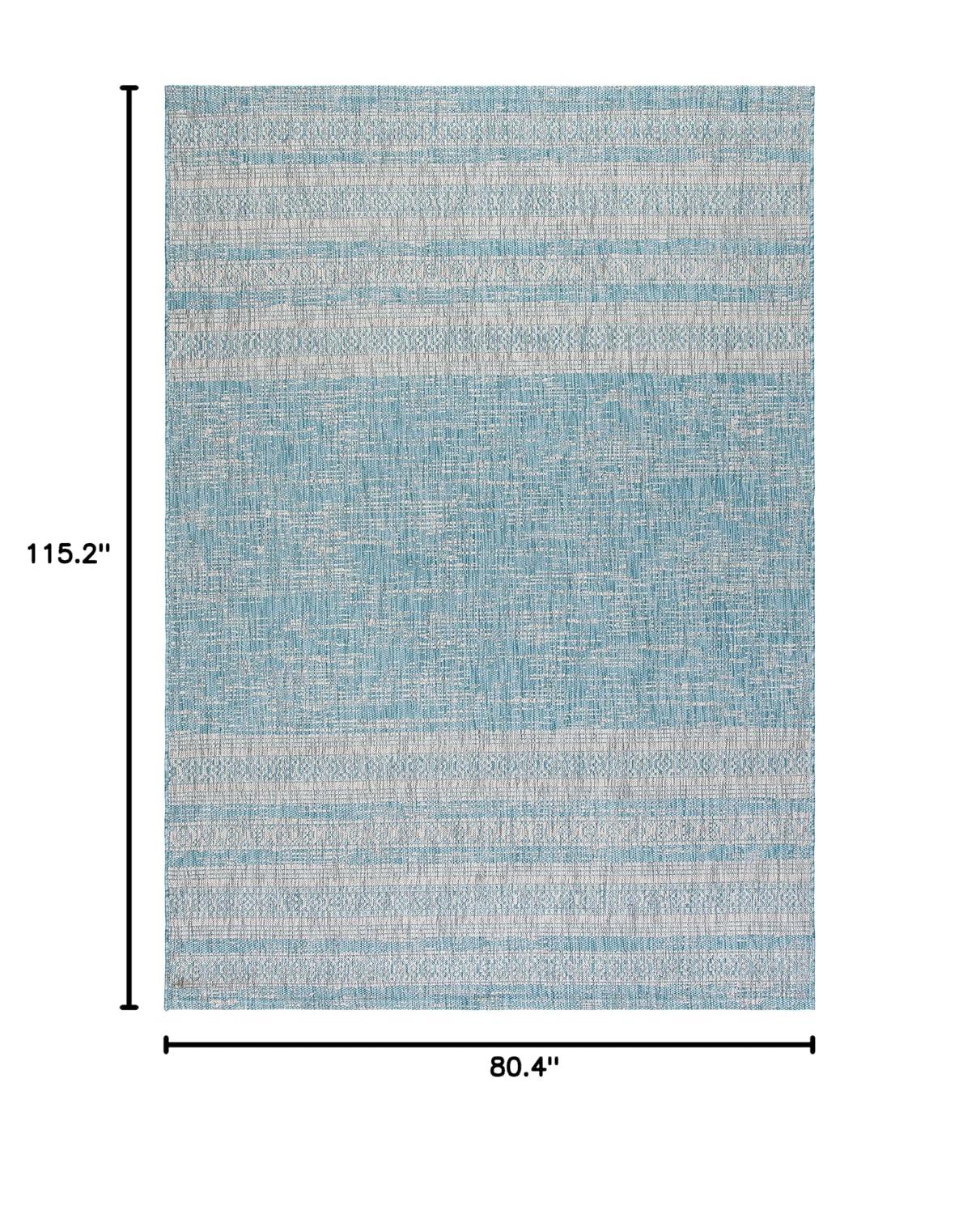 Courtyard CY8061 Power Loomed Indoor and Outdoor Area Rug - Aqua/Grey - 6'7"x9'6" - Safavieh