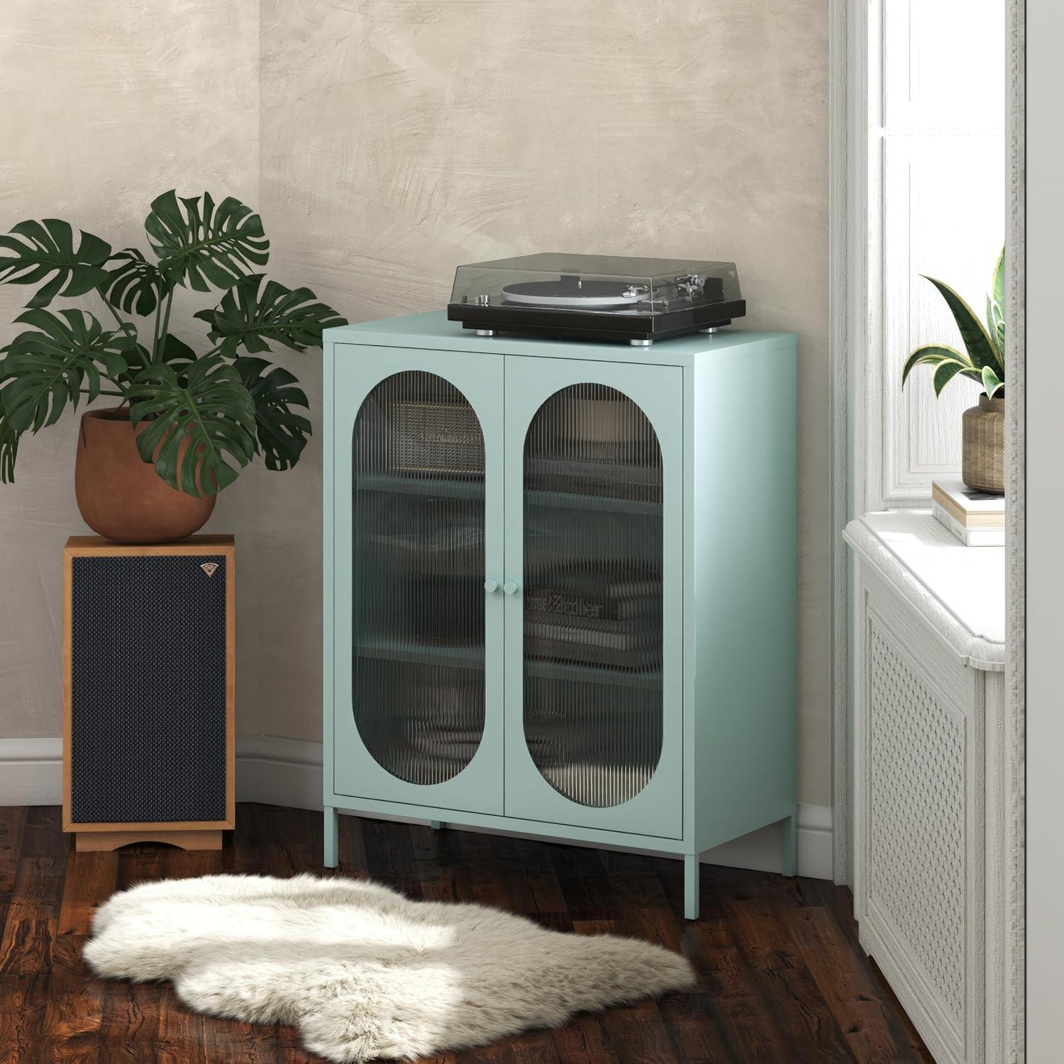 Luna 25.2'' Tall Accent Cabinet with Fluted Glass