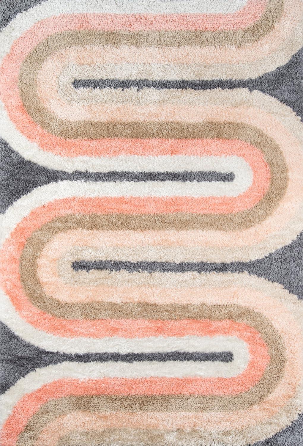Rupa Geometric Handmade Tufted Pink/Beige/Gray Area Rug