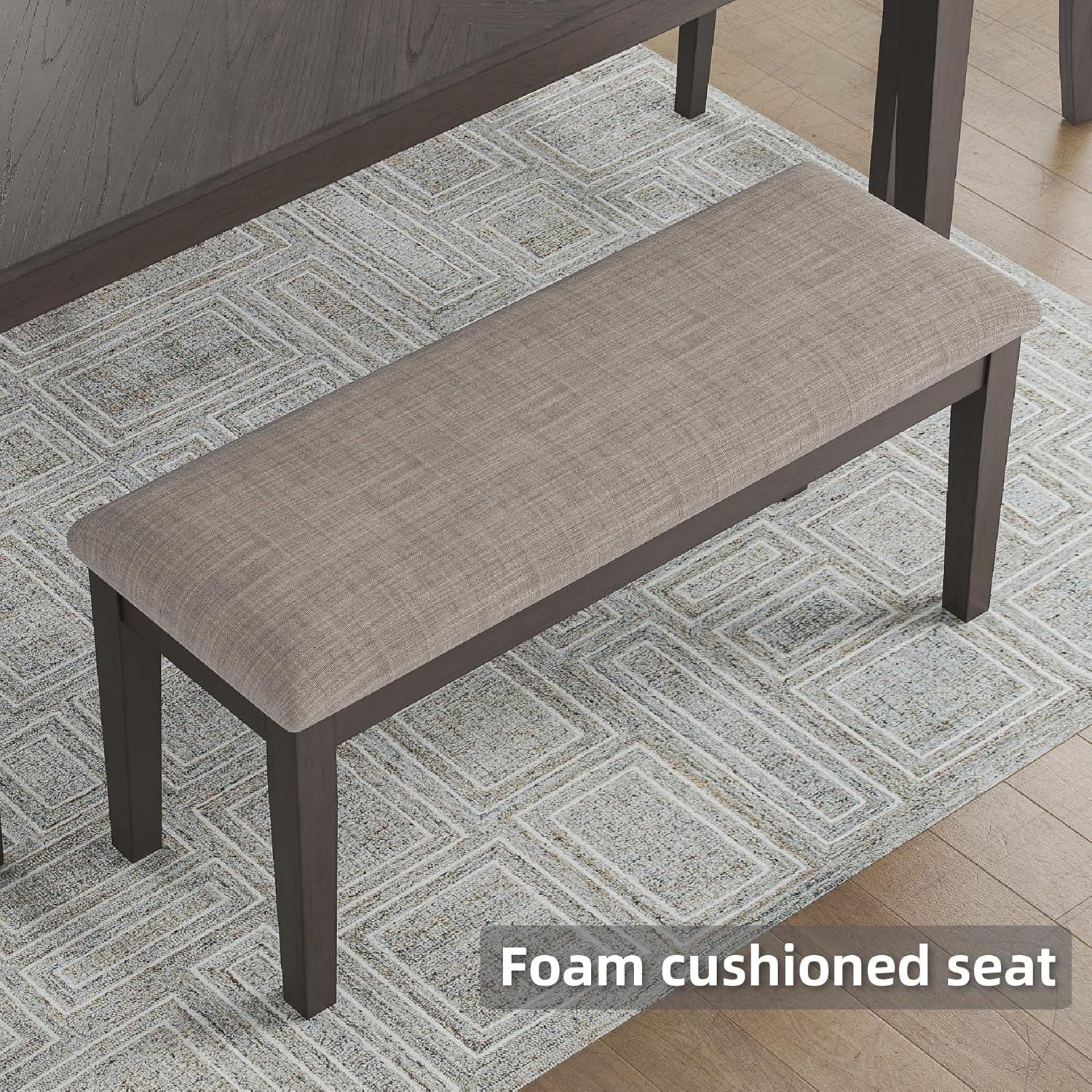 Gray Transitional Rectangular Dining Table Set with 4 Chairs