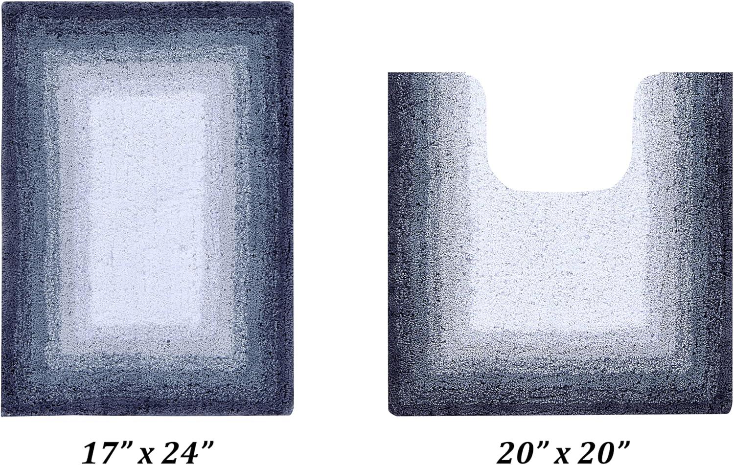 Better Trends Torrent 100% Cotton Tufted Non- Slip Backing 2 Pc (17"x24"|20"x20") Bath Rug Set - Gray