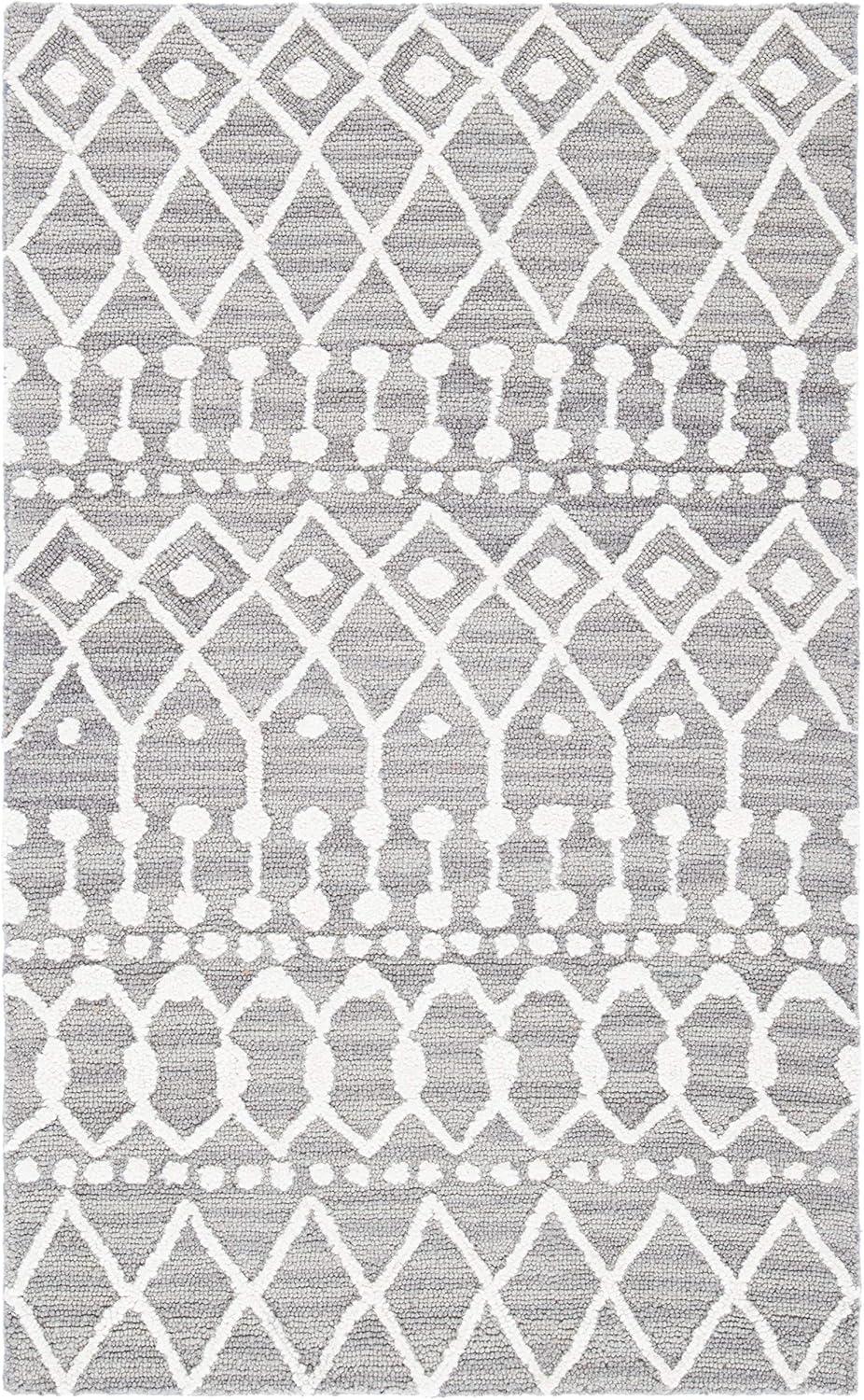 Blossom BLM115 Hand Tufted Area Rug - Grey/Ivory - 3'x5' - Safavieh.