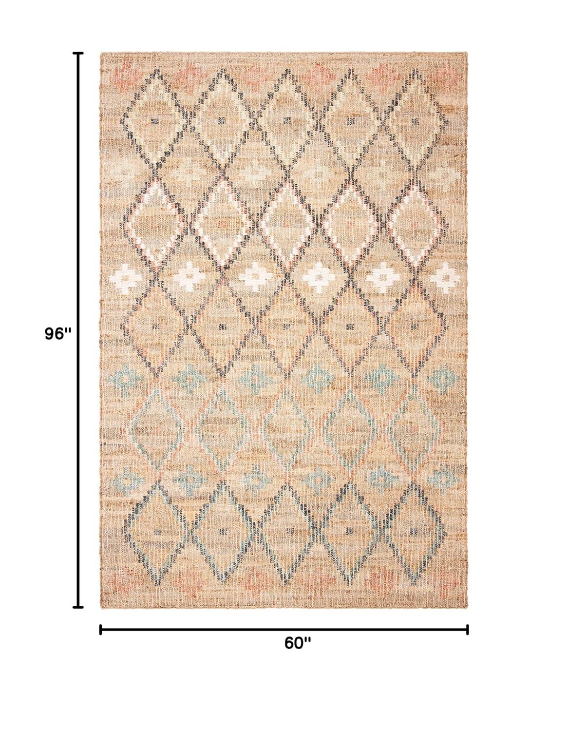 Kilim KLM753 Hand Loomed Area Rug - Natural/Blue - 5'x8' - Safavieh.