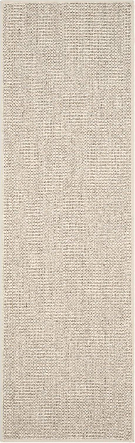 SAFAVIEH Natural Fiber Kentigern Border Seagrass Runner Rug, Marble/Khaki, 2'6" x 8'