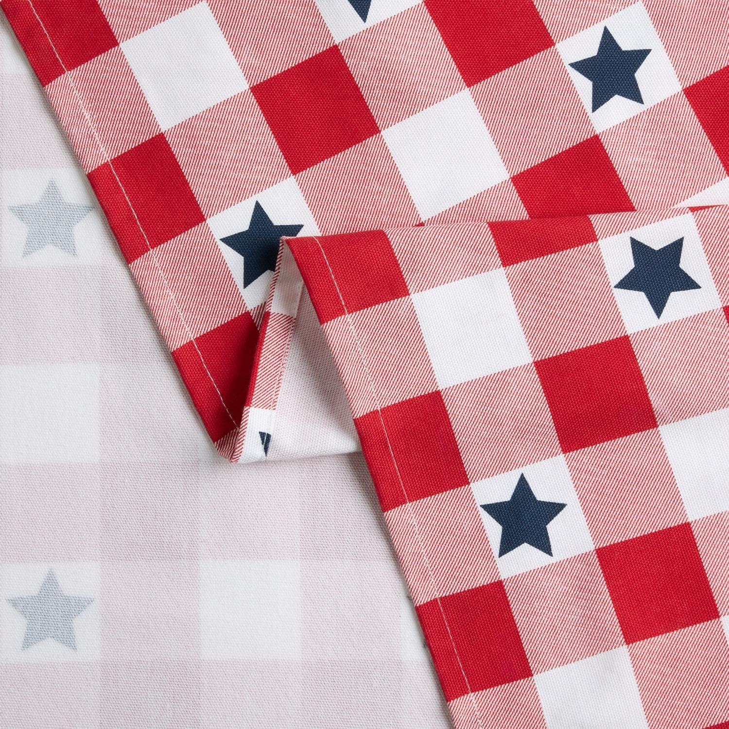 Gingham Plaid Indoor Tablecloth, Patriotic USA America Decor, Red/White/Blue, 60"x84"