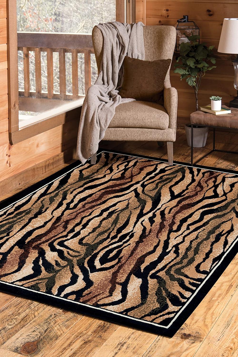 Legends Safari Skin 5'3" x 7'2" Rectangular Area Rug in Black