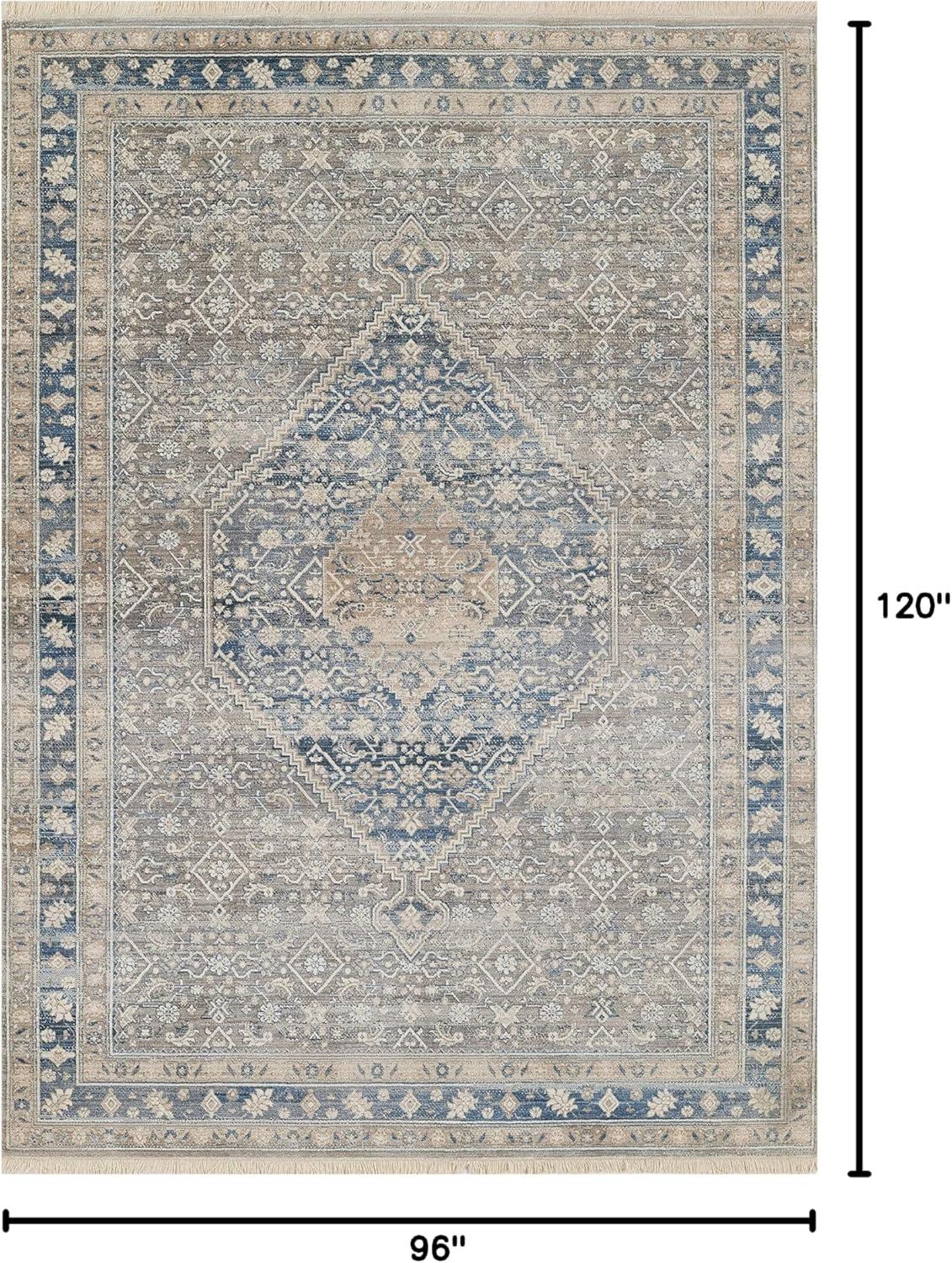 Momeni Izmir Polyester Medallion Blue Area Rug 8' X 10'