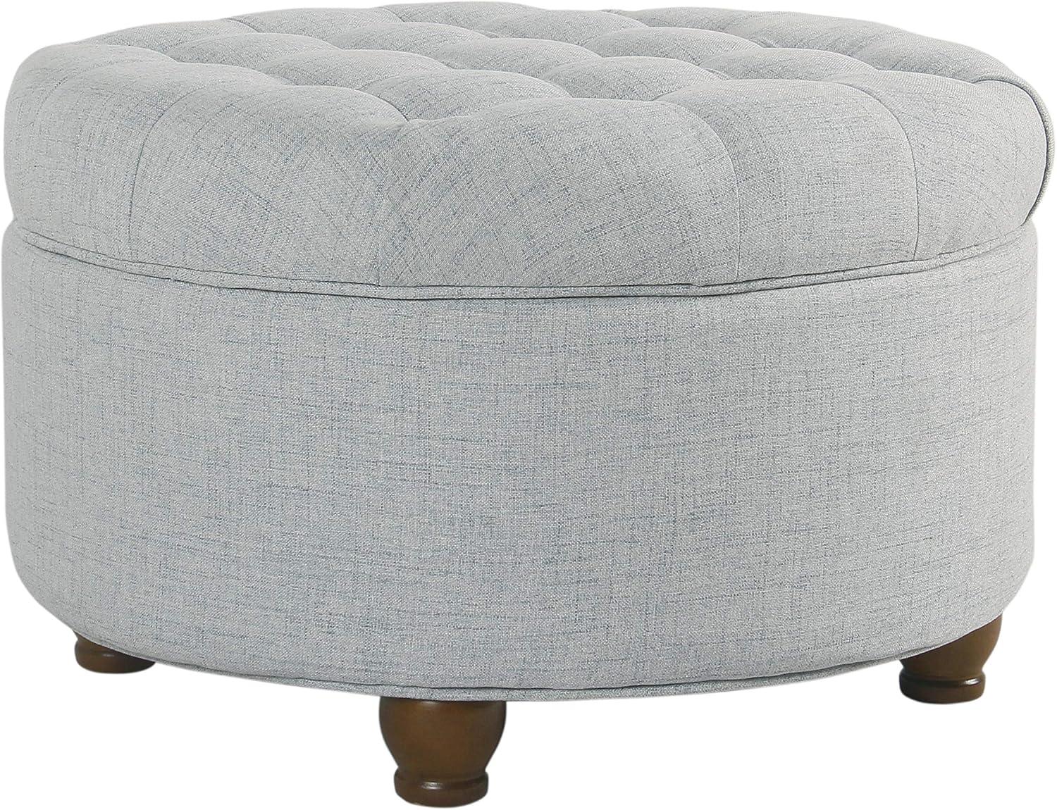 Large Tufted Round Storage Ottoman - HomePop