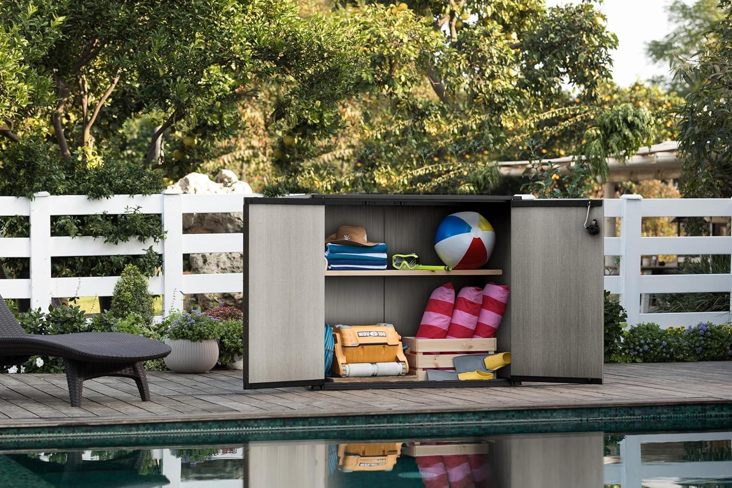 Gray Resin Outdoor Storage Shed with Paintable Walls