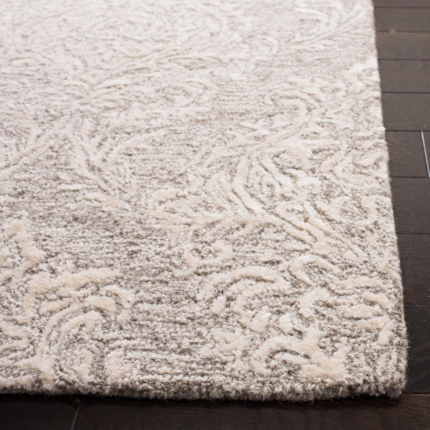 Ivory and Gray Hand-Tufted Wool Area Rug