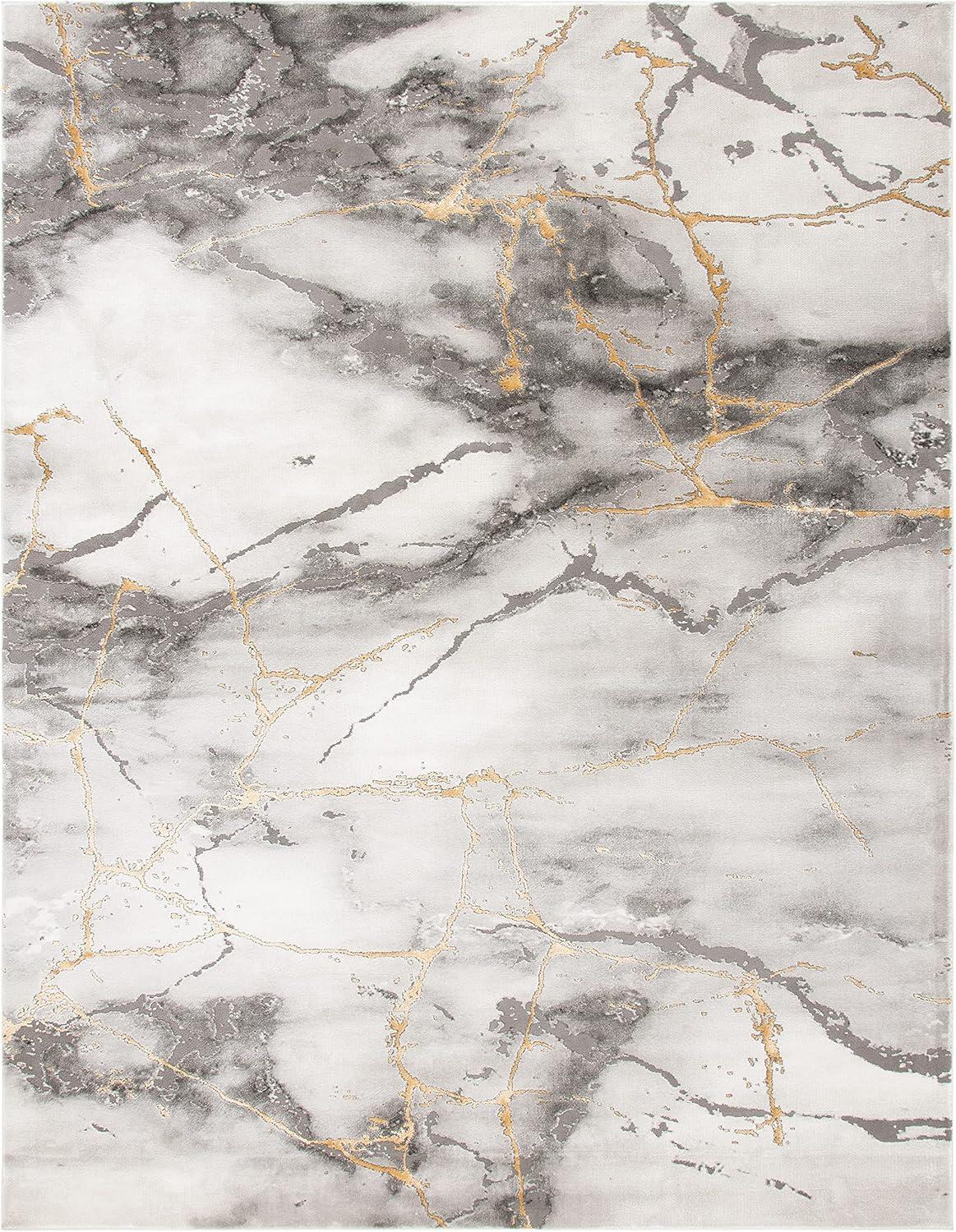 SAFAVIEH Craft Paul Abstract Marble Area Rug, Grey/Gold, 10'6" x 14'