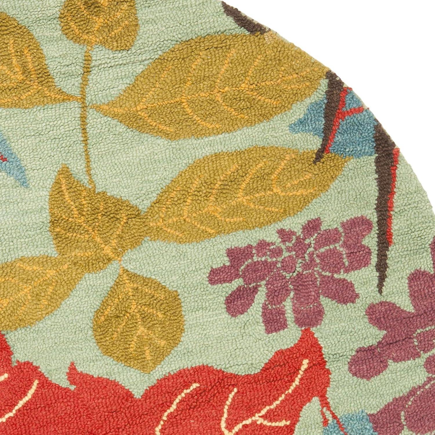 Blossom BLM674 Hand Hooked Area Rug - Blue/Multi - 6' Round - Safavieh.