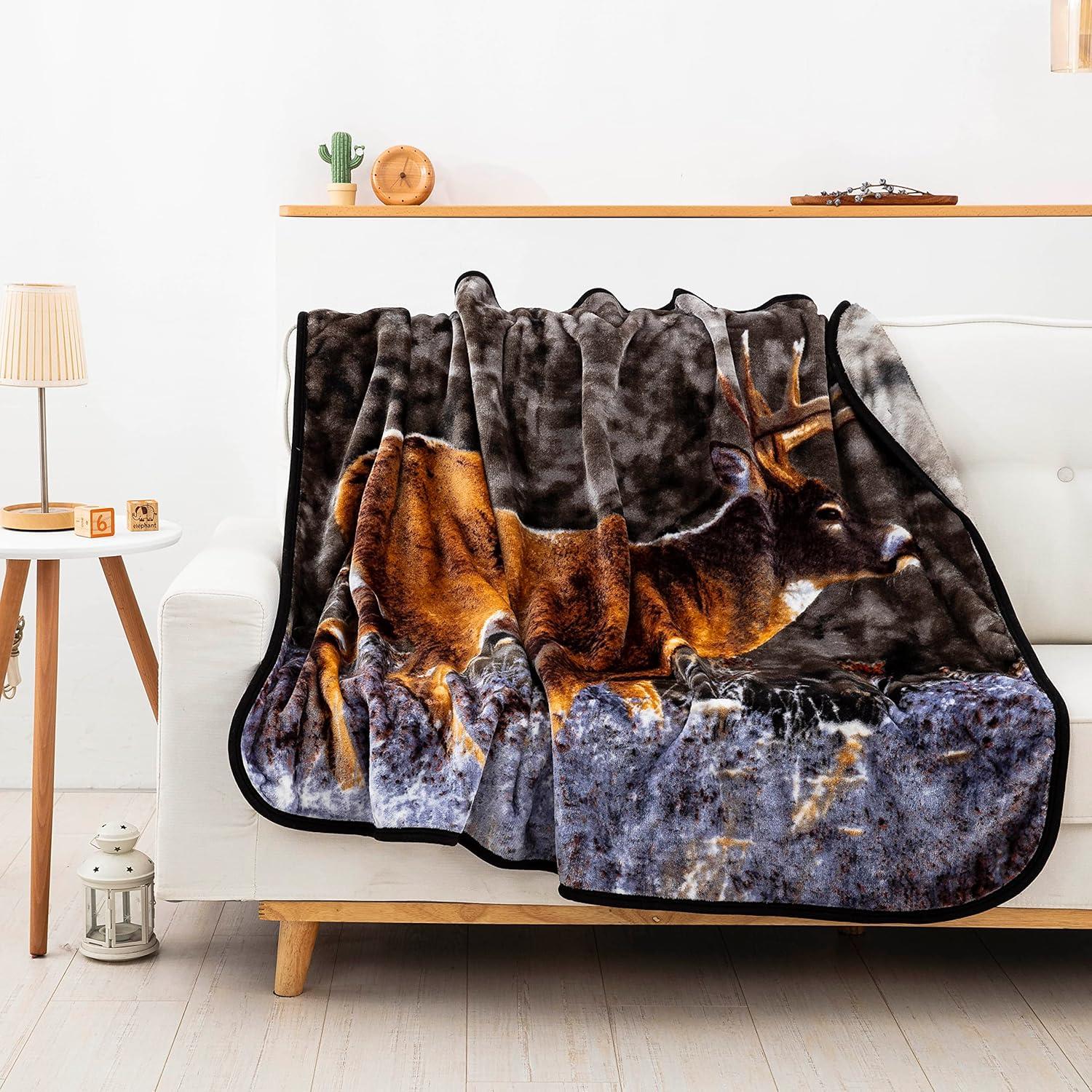 First Frost Buck Raschel Throw Blanket, 50 x 60 inches