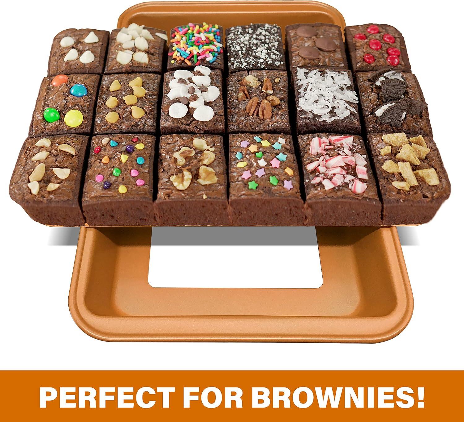 Anadea 2 In 1 Cake Pan + Brownie Baking Tray With 24 Pre-Cut Molds, Non-Toxic Oven/Dishwasher Safe