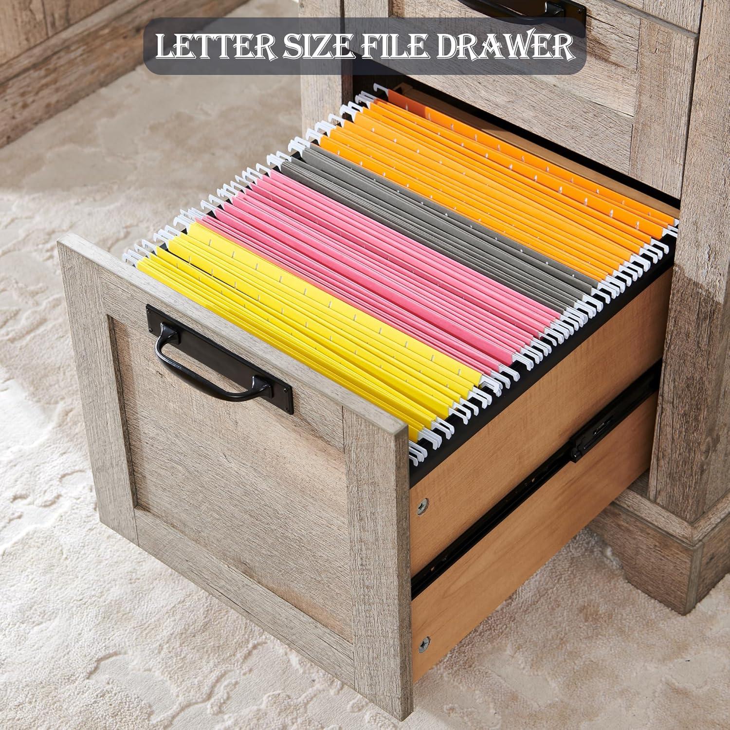 RedLemon 60" Farmhouse L Shaped Desk with Drawers, Wood Home Office Corner Executive Desk with Charging Station, File Drawer, Storage Cabinet, Rustic Computer Writing Desk (Light Rustic Oak)