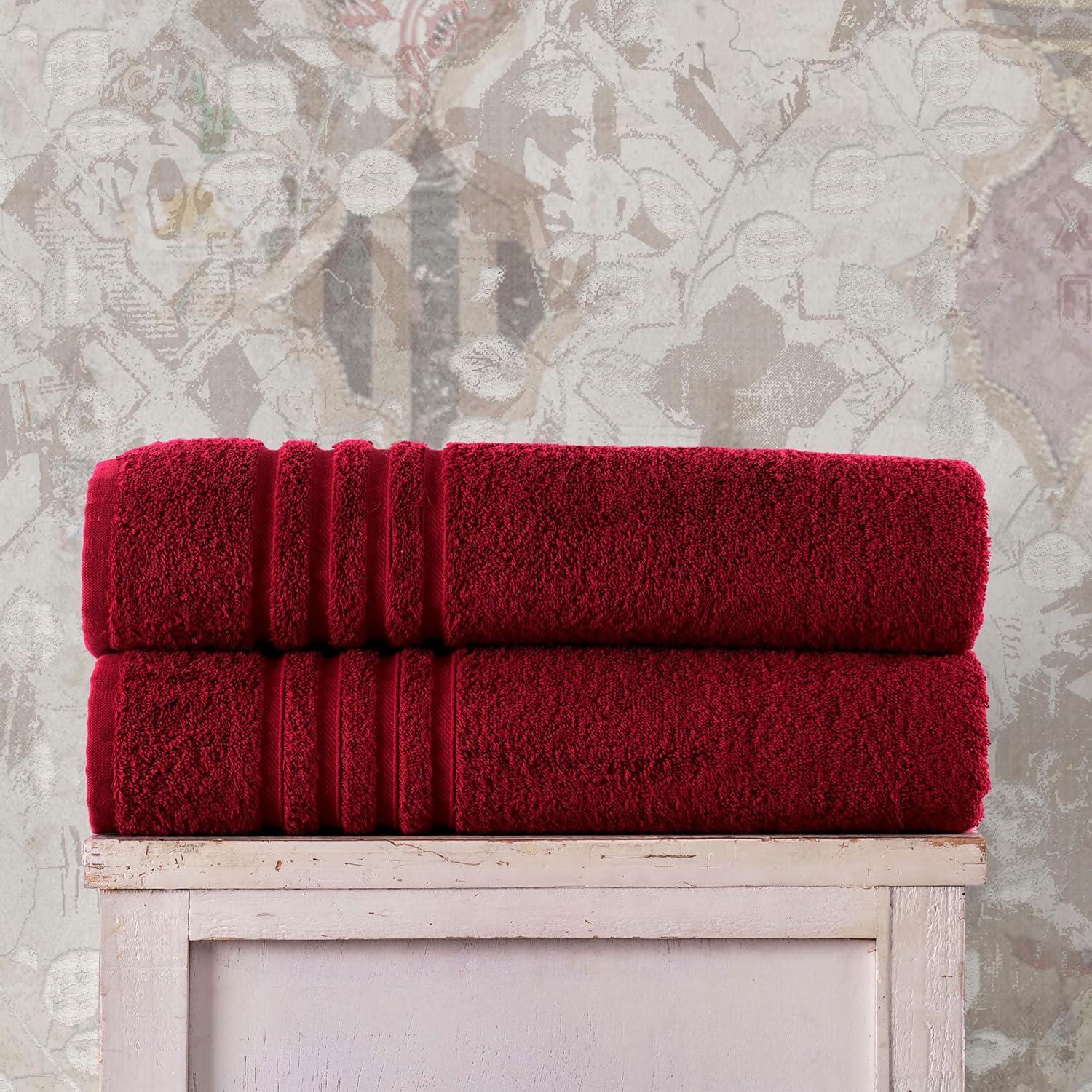 Hammam Linen Burgundy Jumbo Large Bath Sheets Towels 2-Pack Soft and Absorbent, Premium Quality 100% Cotton Towels