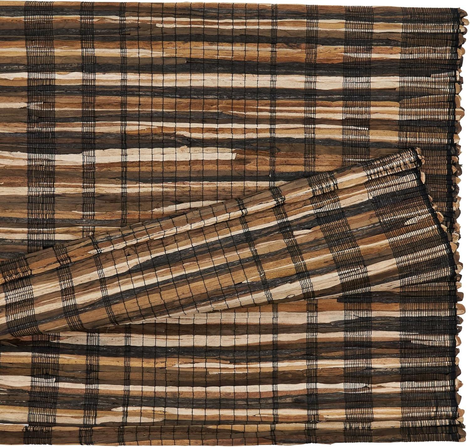 Fennco Styles Classic Striped Texture Water Hyacinth Table Linen 14"x72" Table Runner, Black