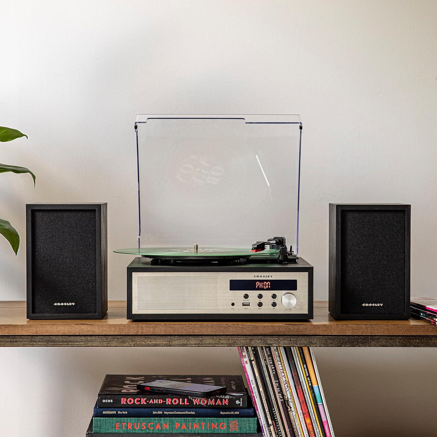 Crosley Sloane Shelf System Vinyl Record Player - Black