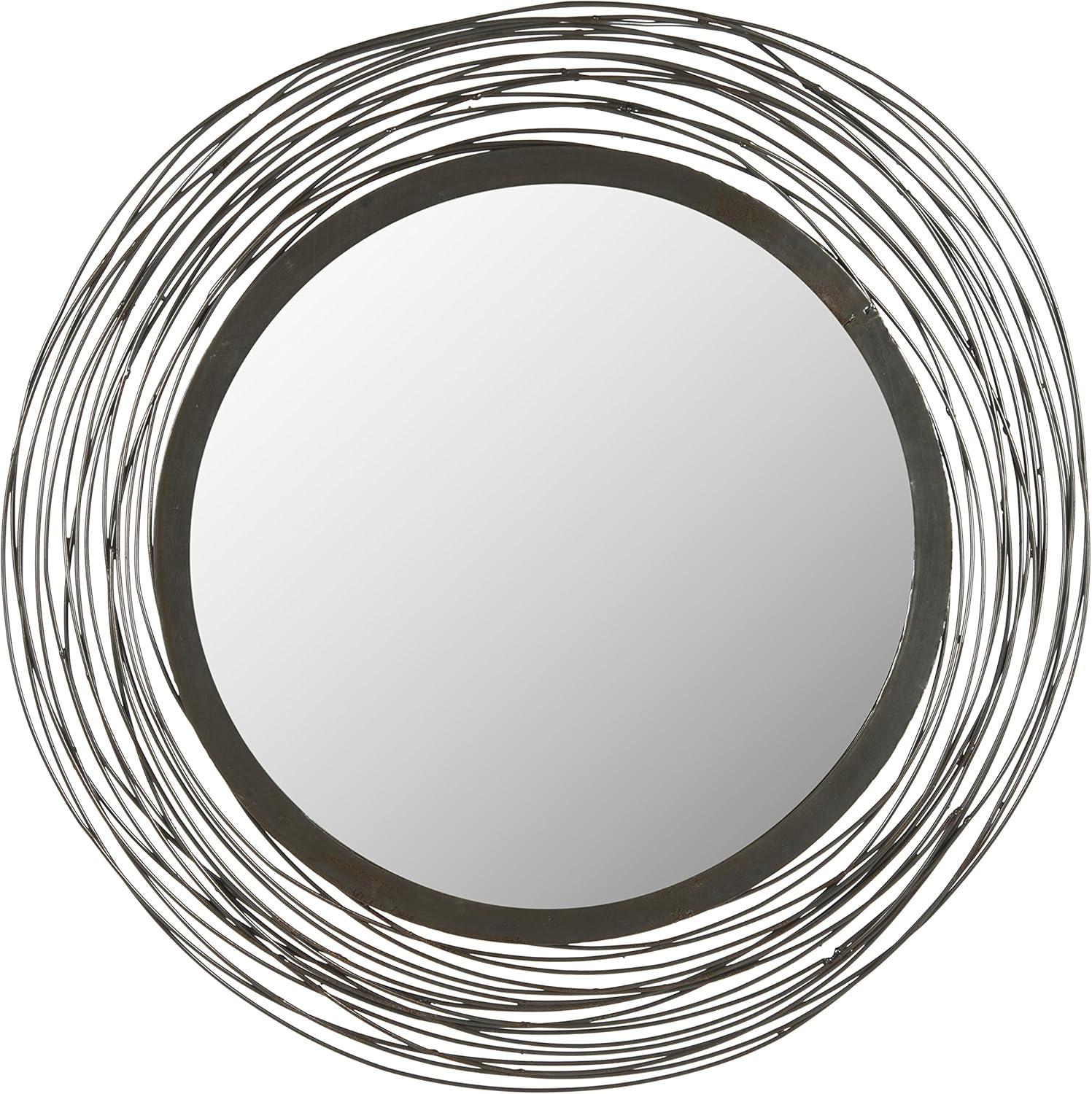 21" Round Brown Iron Wire Wall Mirror