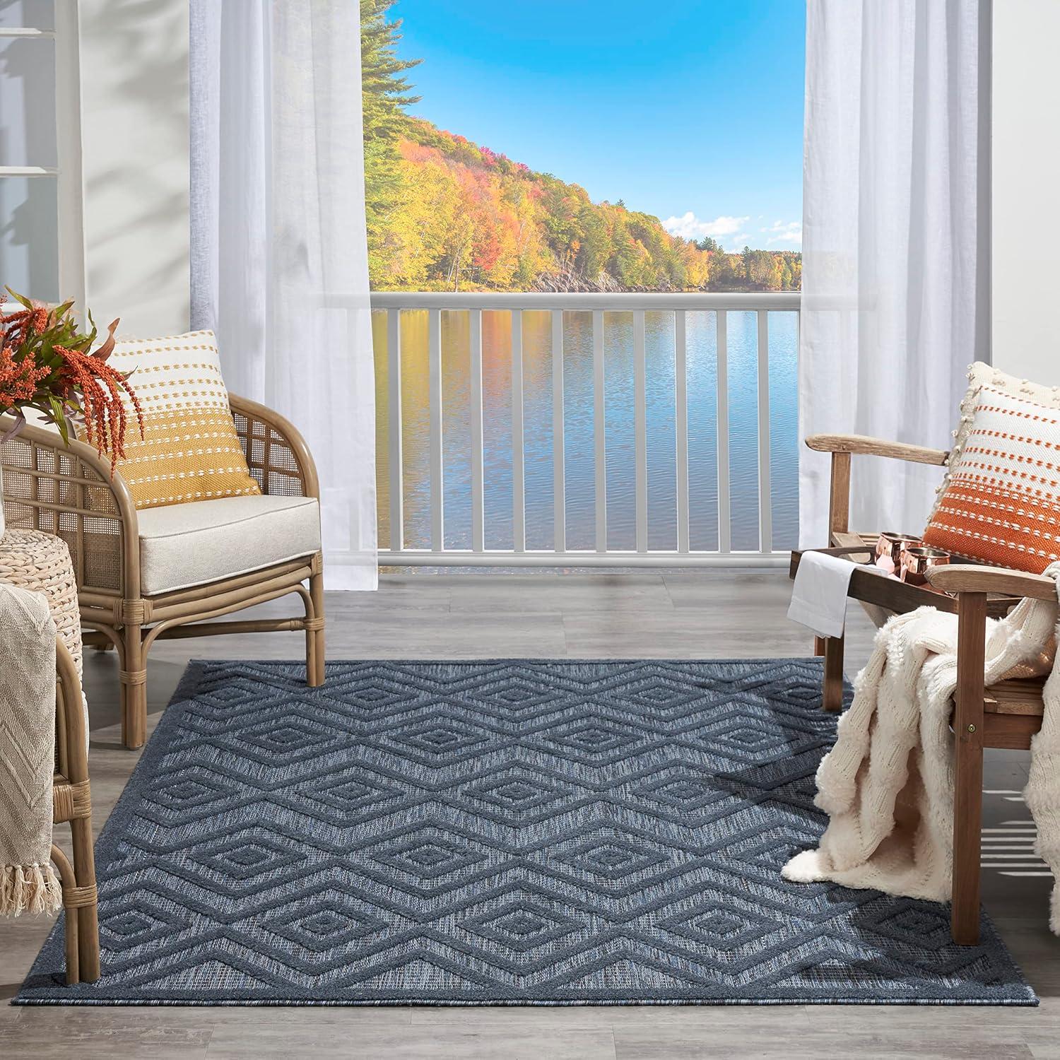 Nourison Versatile Solid Diamond Indoor Outdoor Flatweave Area Rug