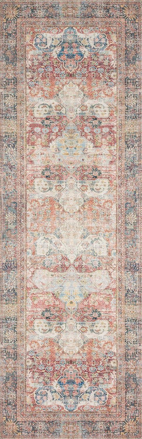 Loloi Rugs Loren 2'6" x 7'6" Printed Polyester Runner Rug in Brick