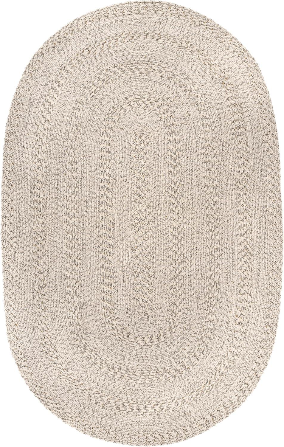 Nuloom Rowan Solid Oval 8x10 Indoor/Outdoor Area Rug for Living Room Patio Deck Front Porch Kitchen, Ivory