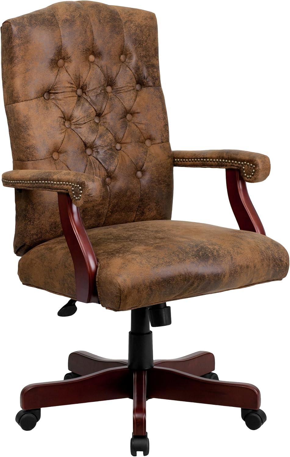 Flash Furniture Farmhouse High-Back Tufted Executive Swivel Office Chair with Arms
