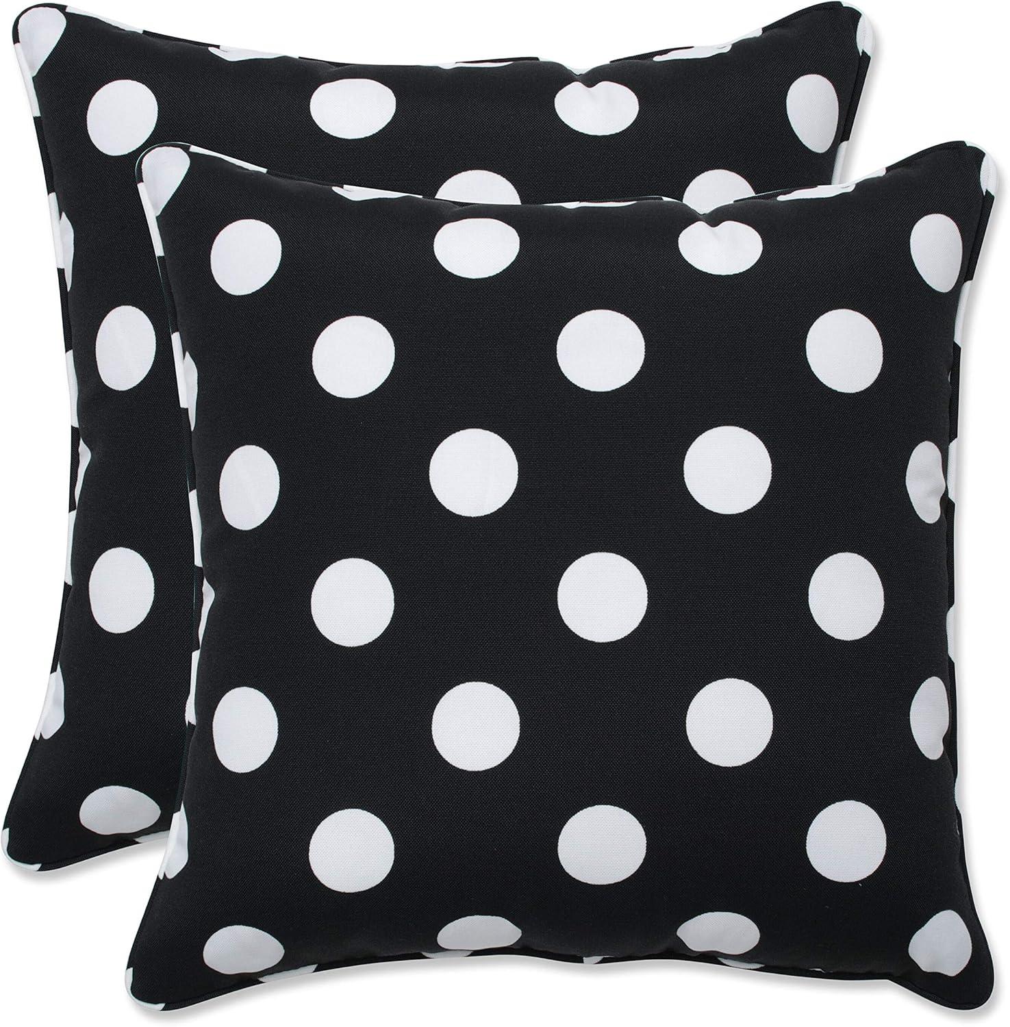 Black and White Polka Dot Outdoor/Indoor Throw Pillow Set