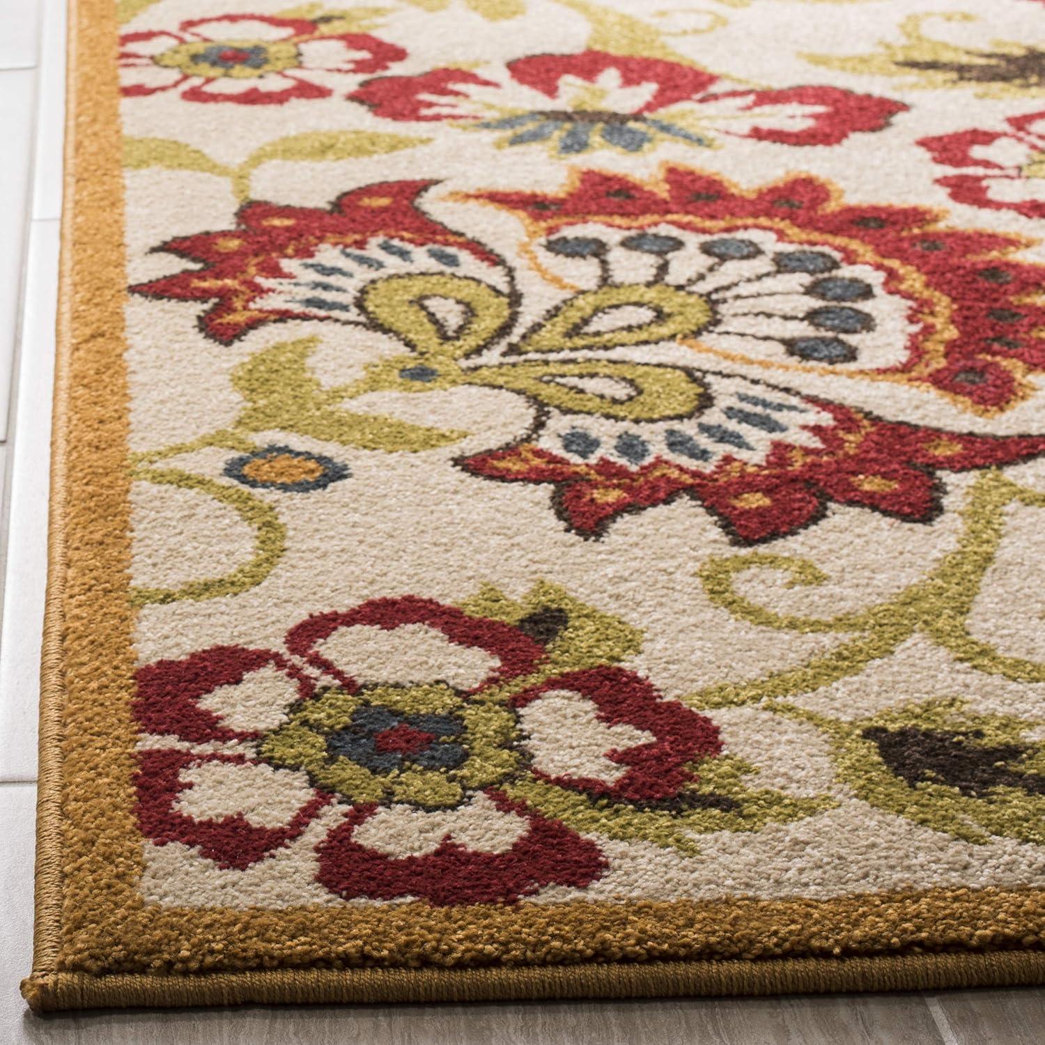 Ivory Floral Symphony Synthetic Rug 8' x 10' - Easy Care & Stain-Resistant