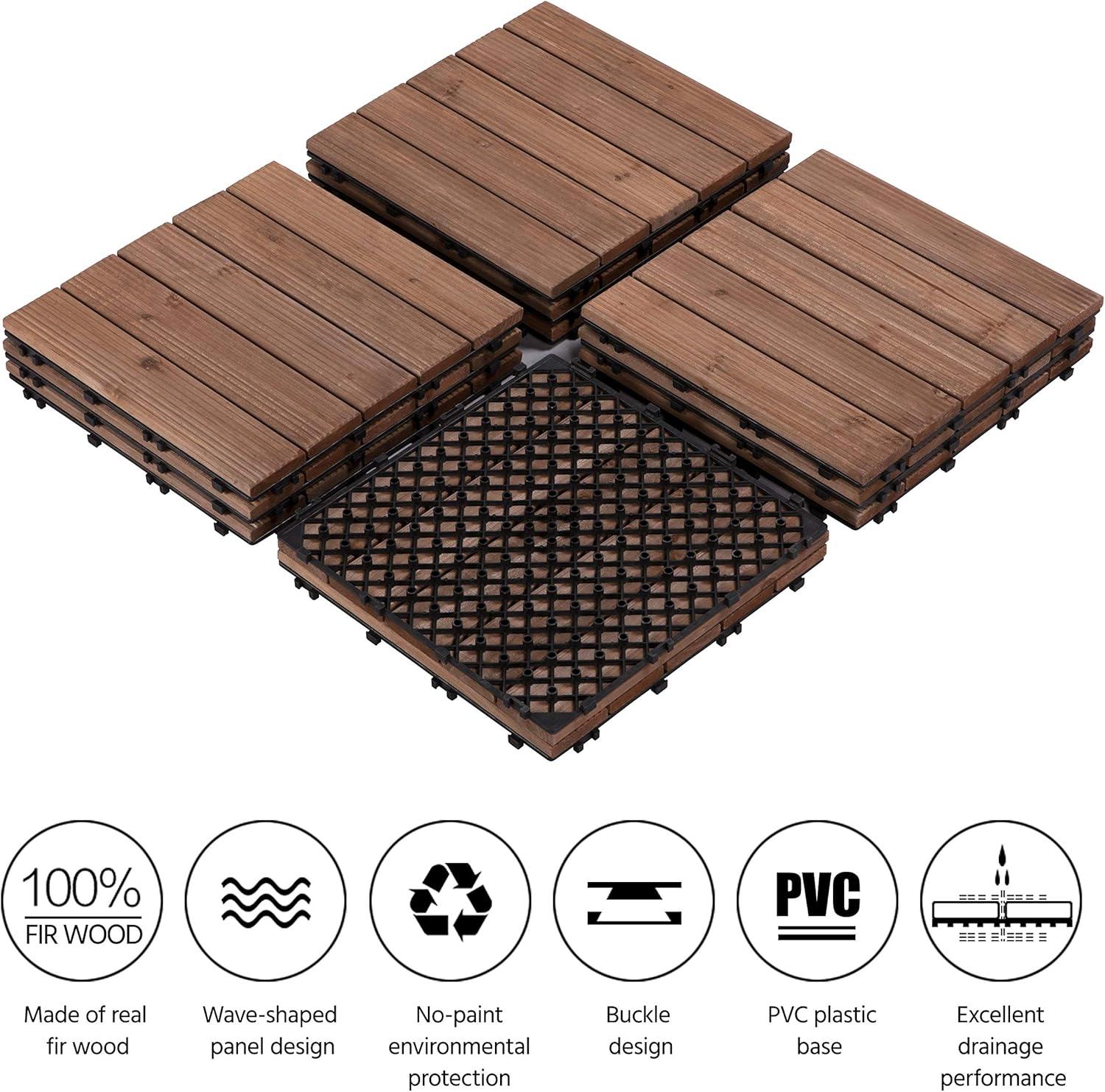 12" x 12" Wood Interlocking Deck Tile