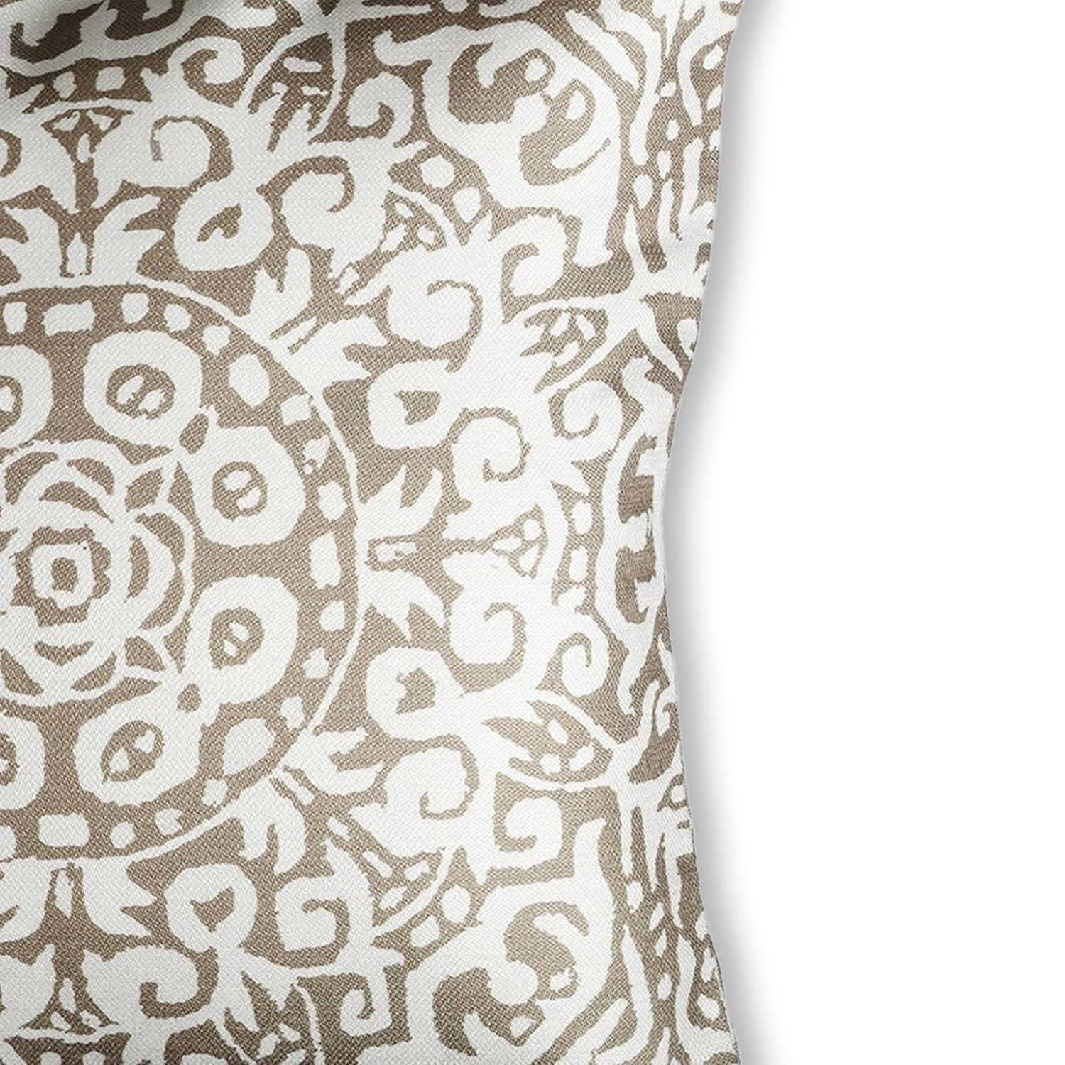 Fab Habitat Indoor/Outdoor Throw Pillow Made from Recycled Polyester Yarn - Double Sided, Stain Resistant, Machine Washable - Medallion - Patio, Deck, Porch, Living Room - Arley Khaki (20" x 20")