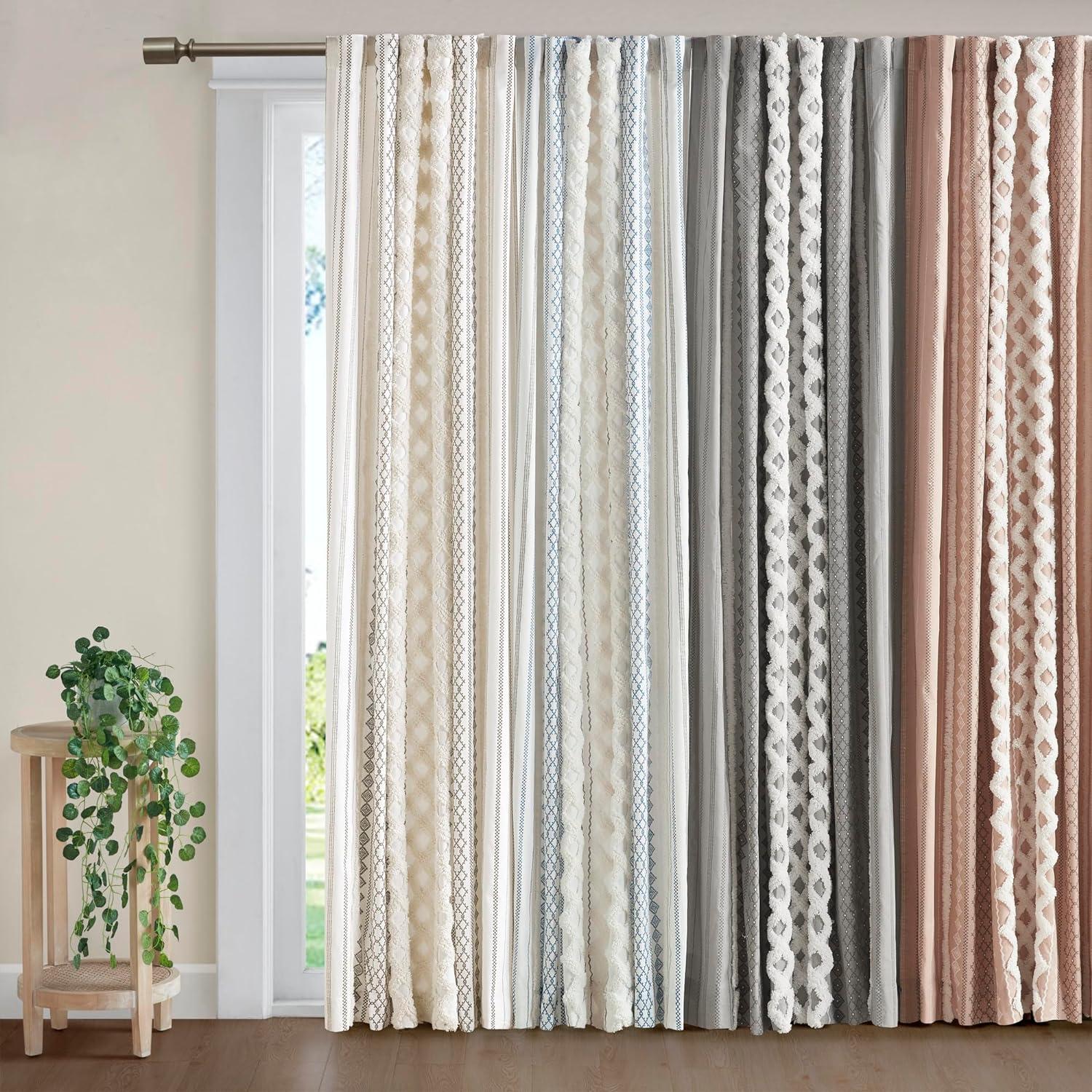 INK+IVY Imani Cotton Printed Boho Single Curtain Panel with Chenille Stripe and Lining & Reviews | Wayfair