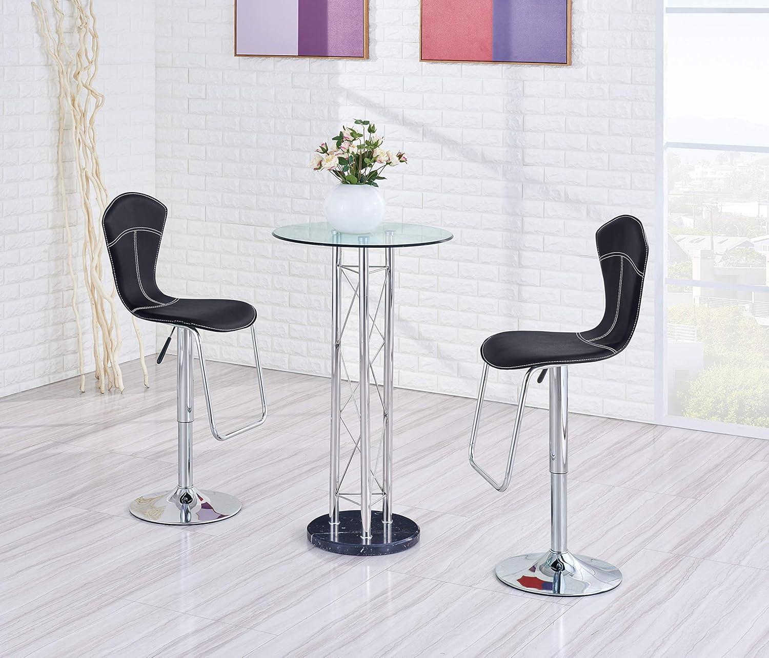 Global Furniture USA D208BT Black & Clear - Silver Bar Table