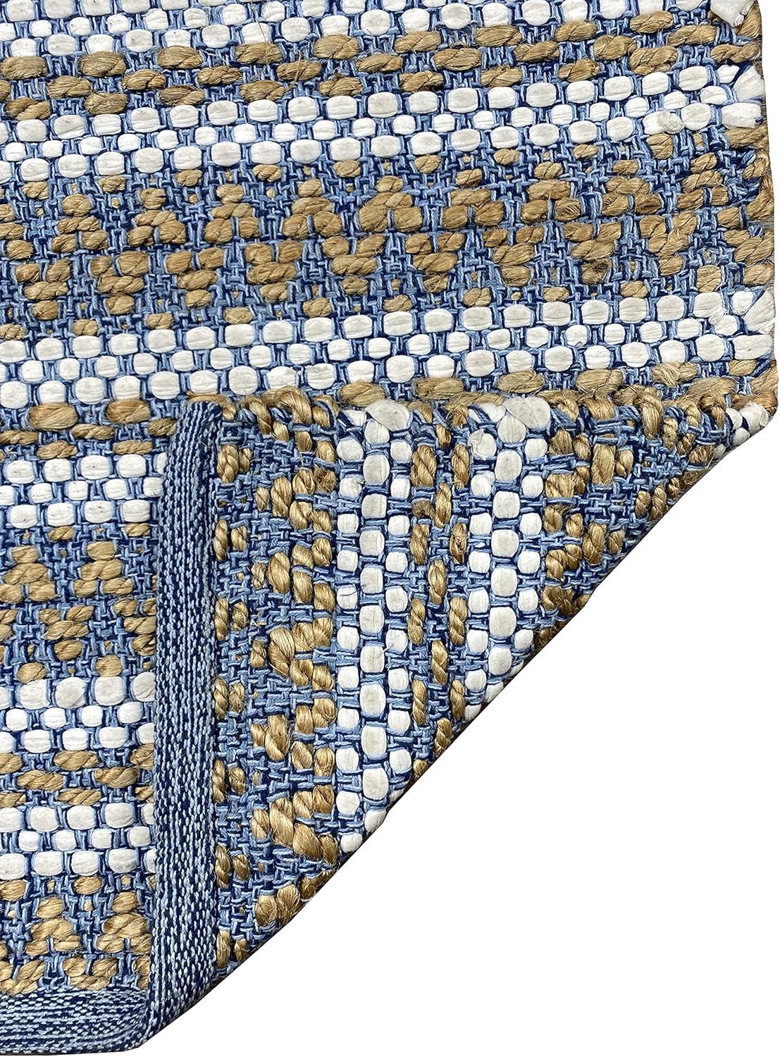 Lucky Brand – Jute Rug | Lolita Chevron Motif | Rectangular Accent Rug | 100% Natural Jute Fiber | Premium Home Décor | Measures 2'3" X 3'9" | Natural/White/Denim
