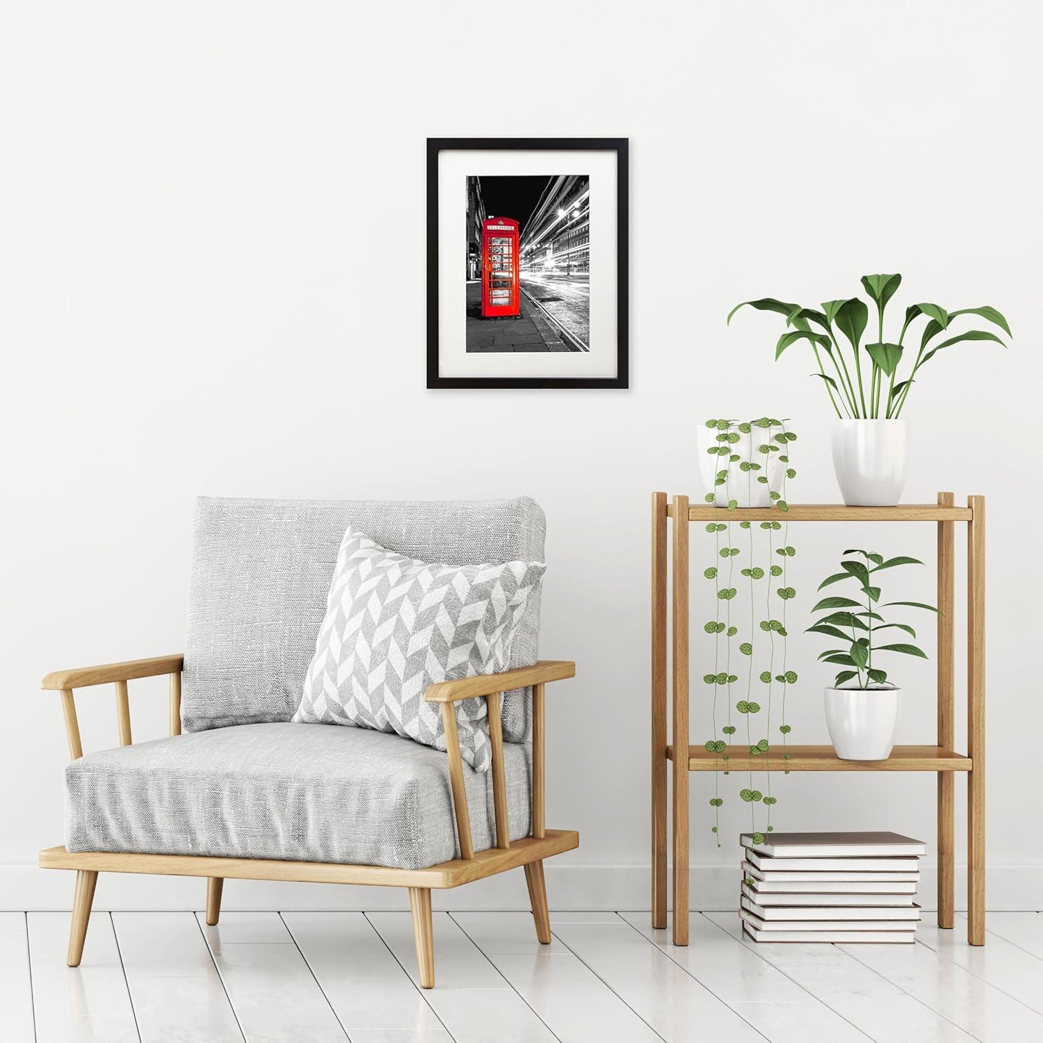 Americanflat 11x14 Picture Frame with Shatter-Resistant Glass - Use as 8x10 Frame with Mat or 11x14 Frame Without Mat - Signature Collection - Black