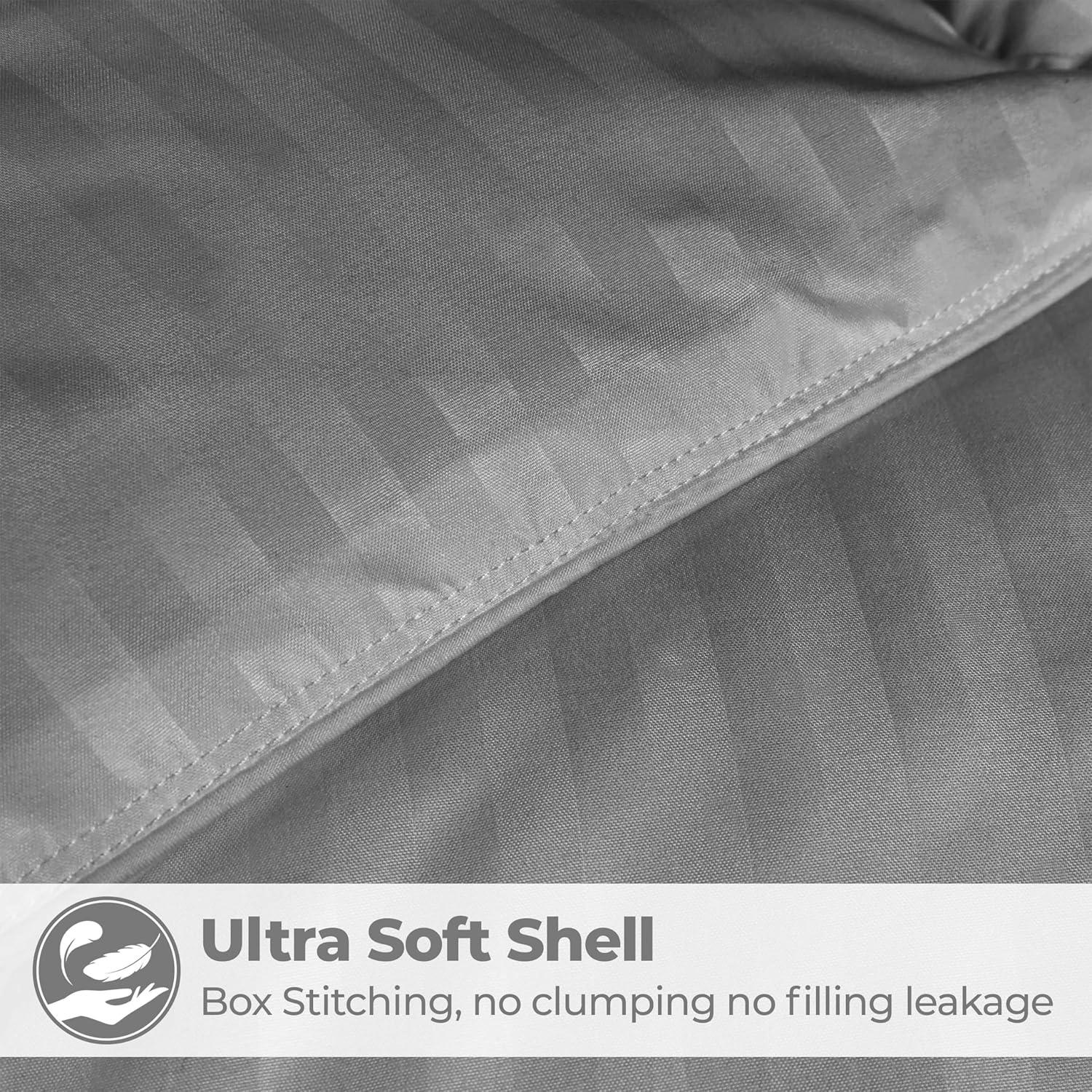Superior Striped Reversible Box-Quilt Brushed Microfiber Medium Weight Down Alternative Comforter