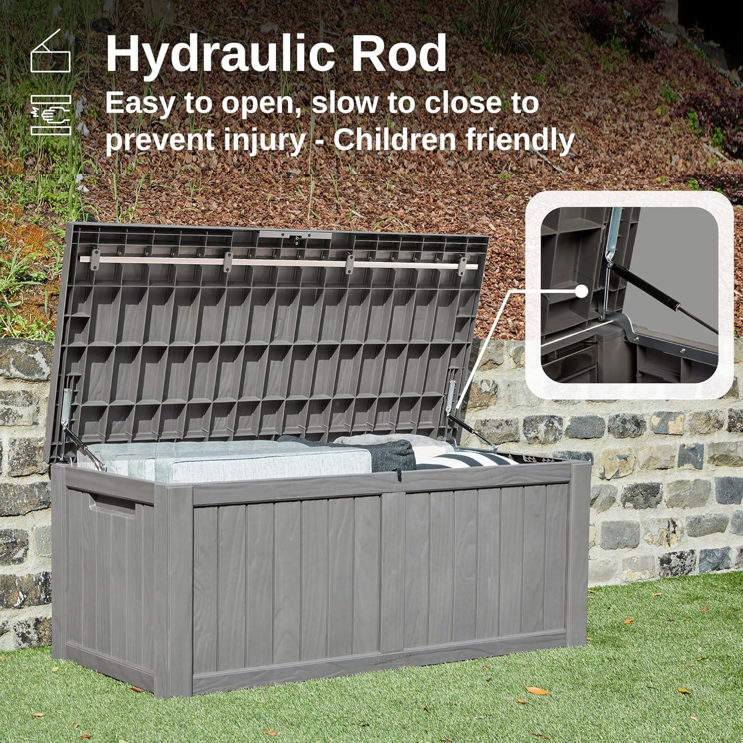 EAST OAK 26.6'' W 120 Gallons Lockable Deck Box in Grey